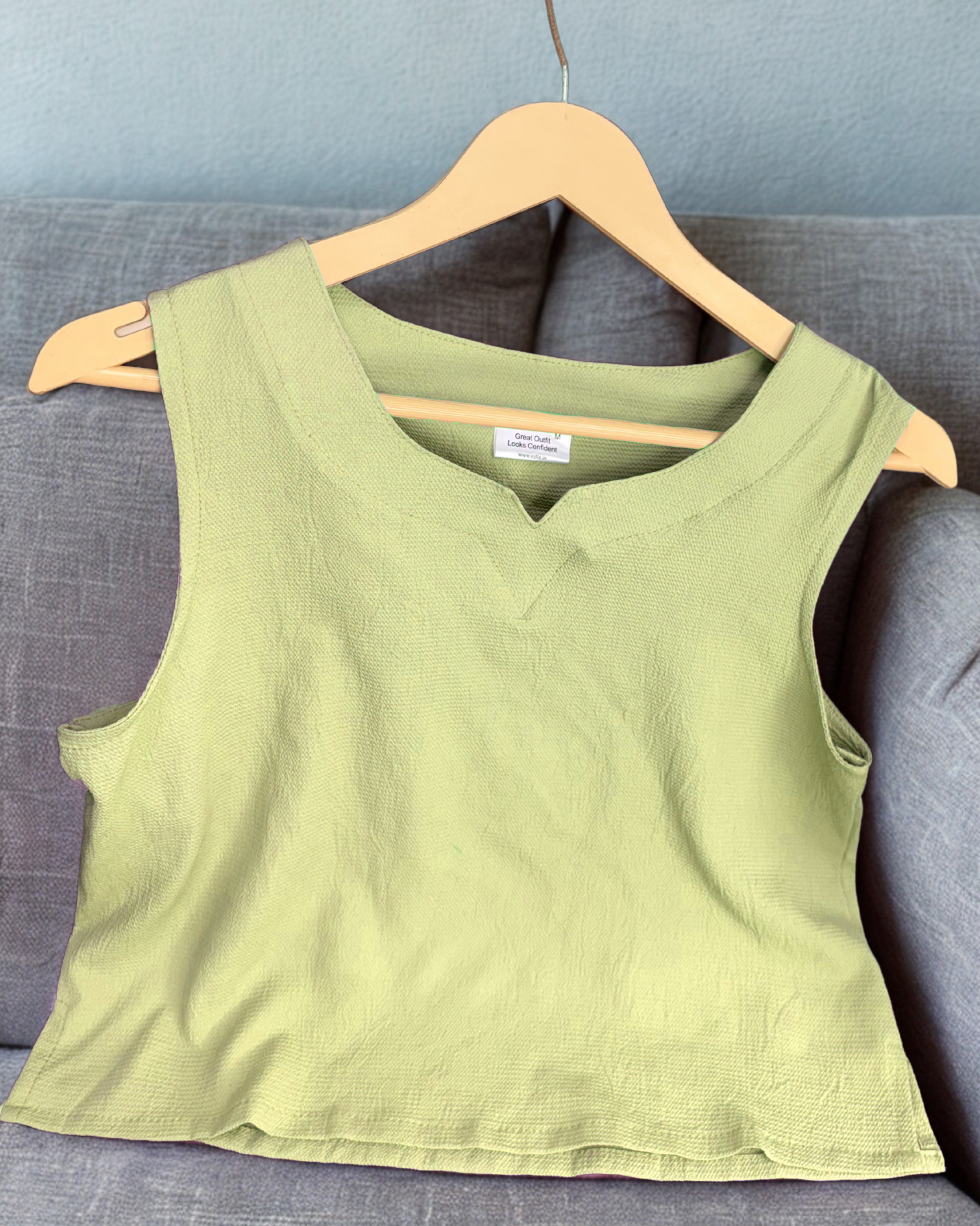 Casual Light Green Crop Top