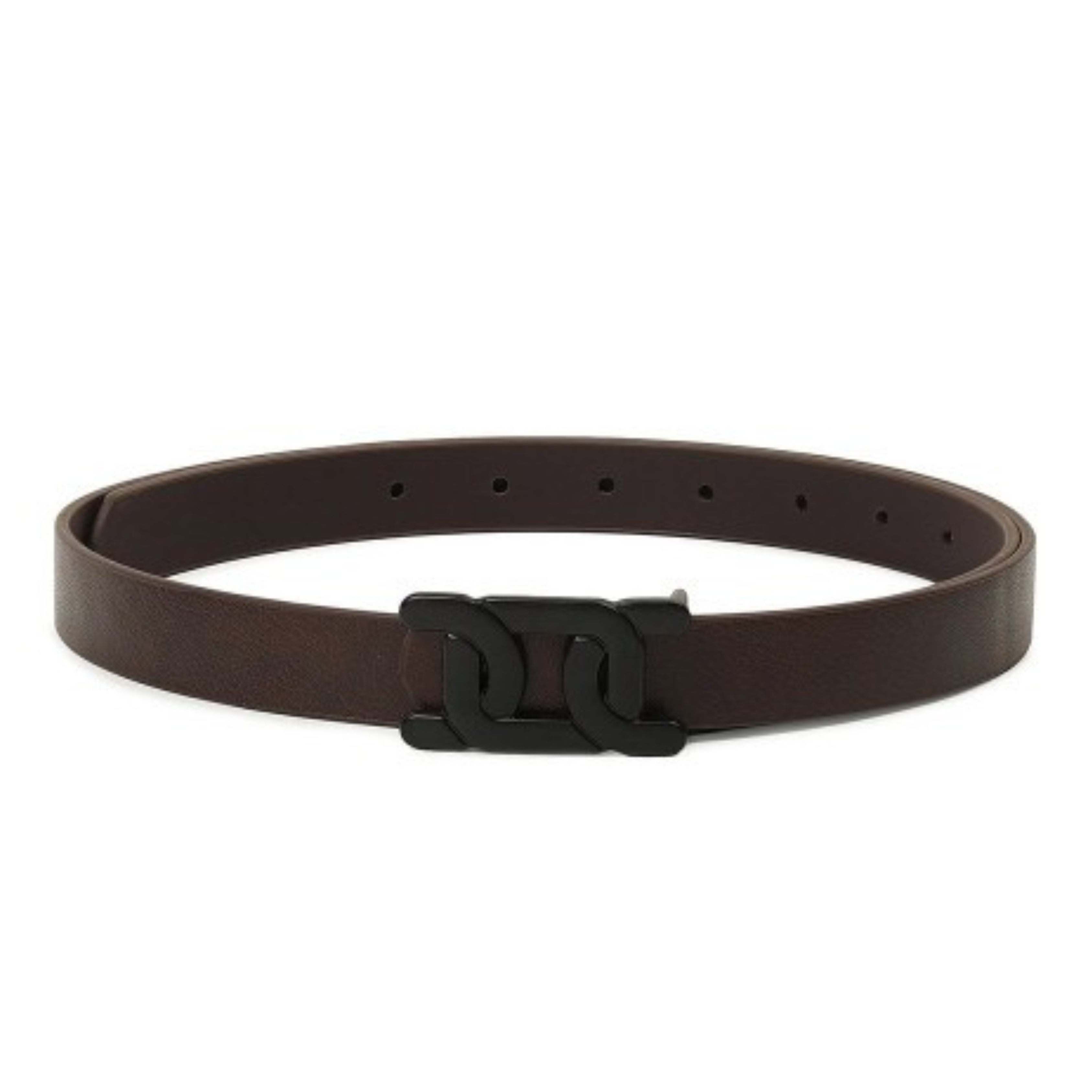 Dark Brown Belt with Black Interlock Buckle