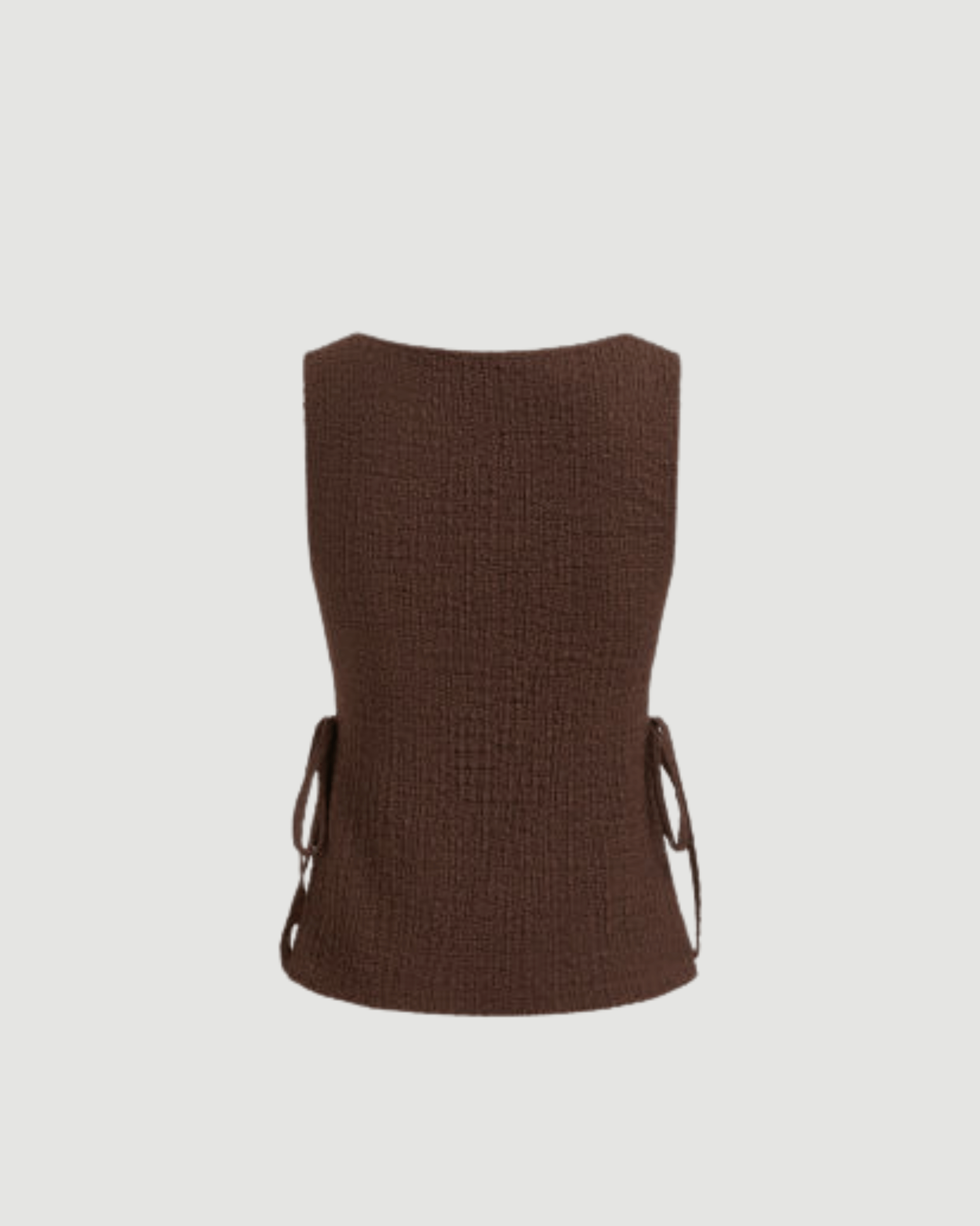 Brown Textured Sleeveless Top