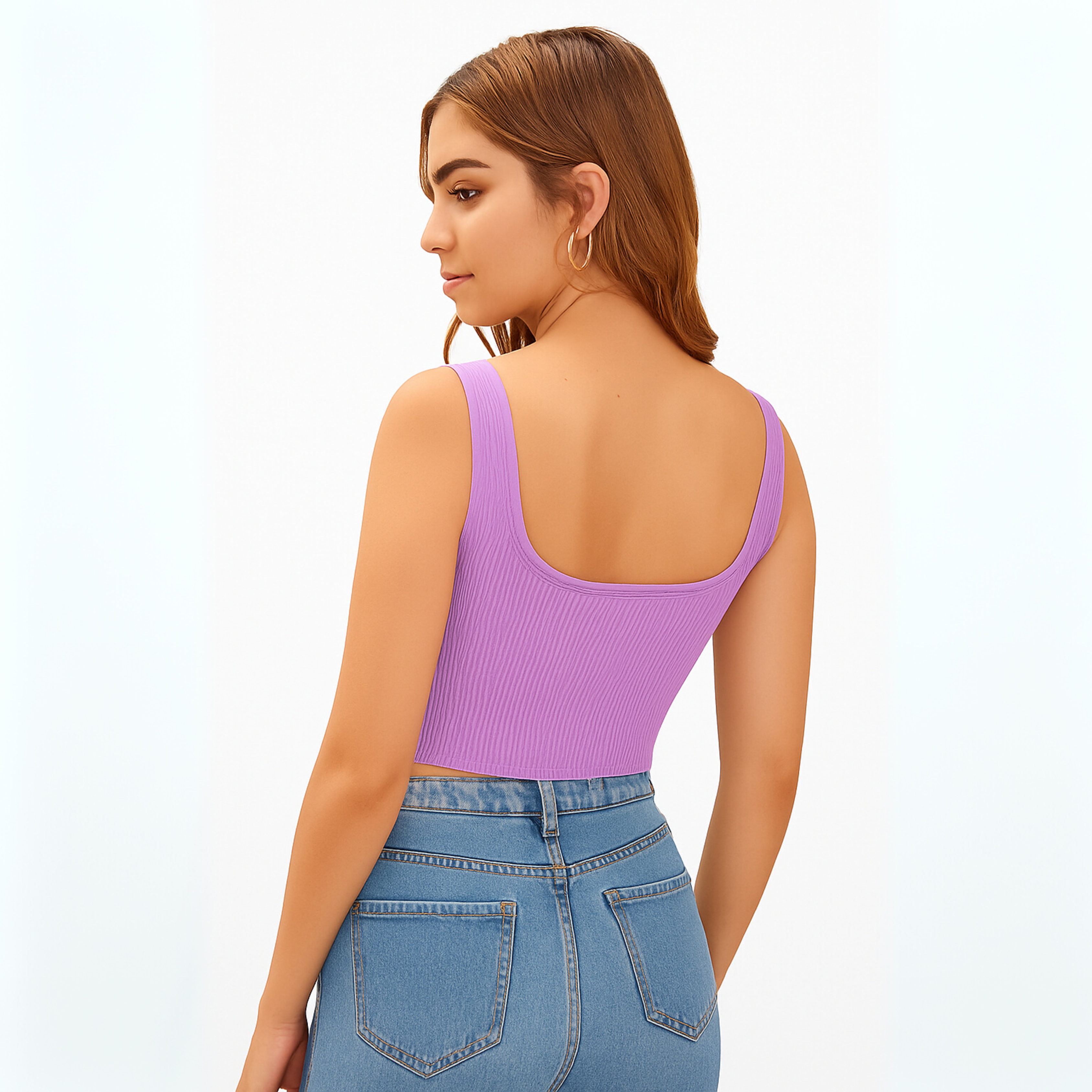 Lilac Ribbed Knit Crop Top