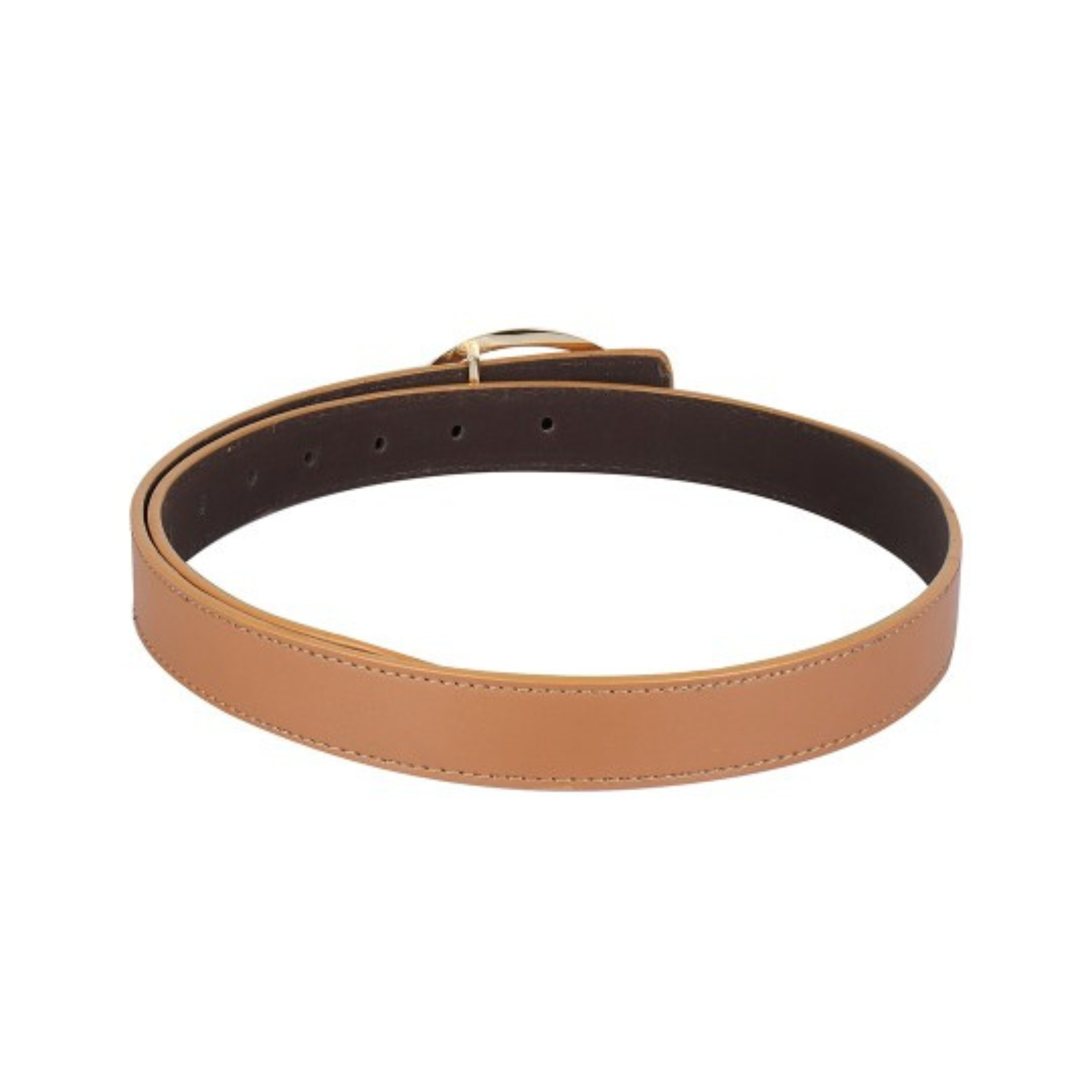 Leather Belt with Sleek Gold Oval Buckle