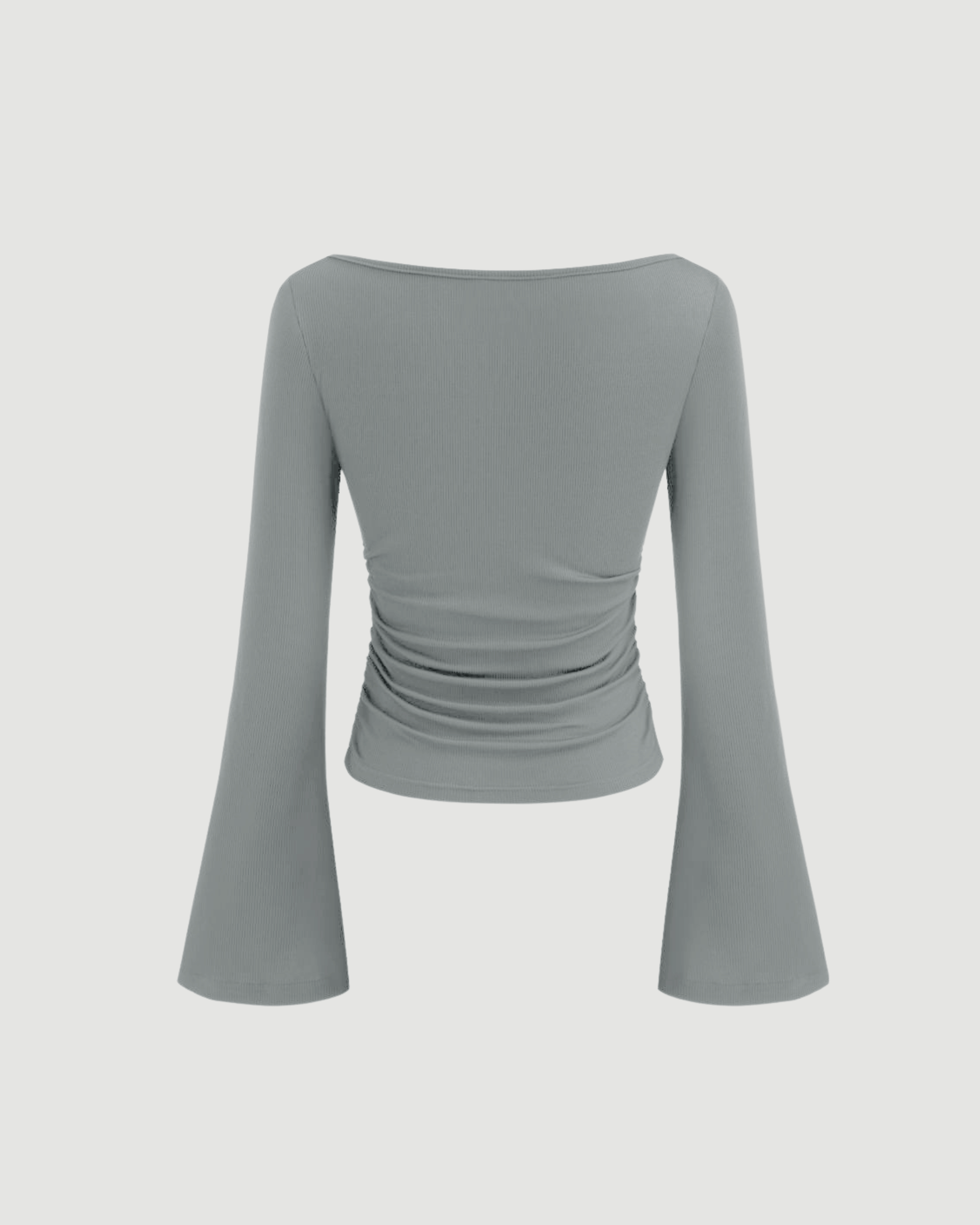 Grey Boat Neck with Flared Sleeves