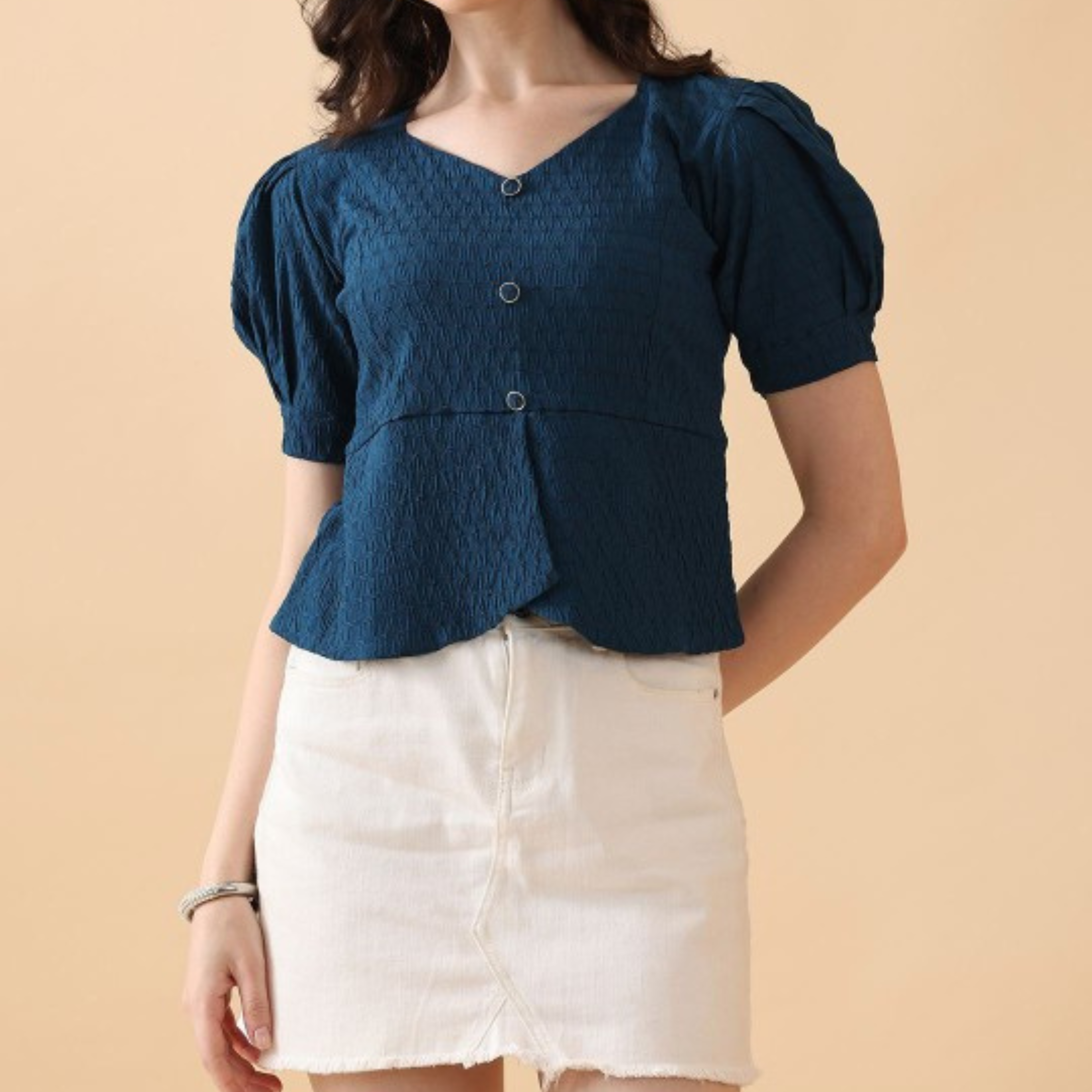 Textured Peplum Top