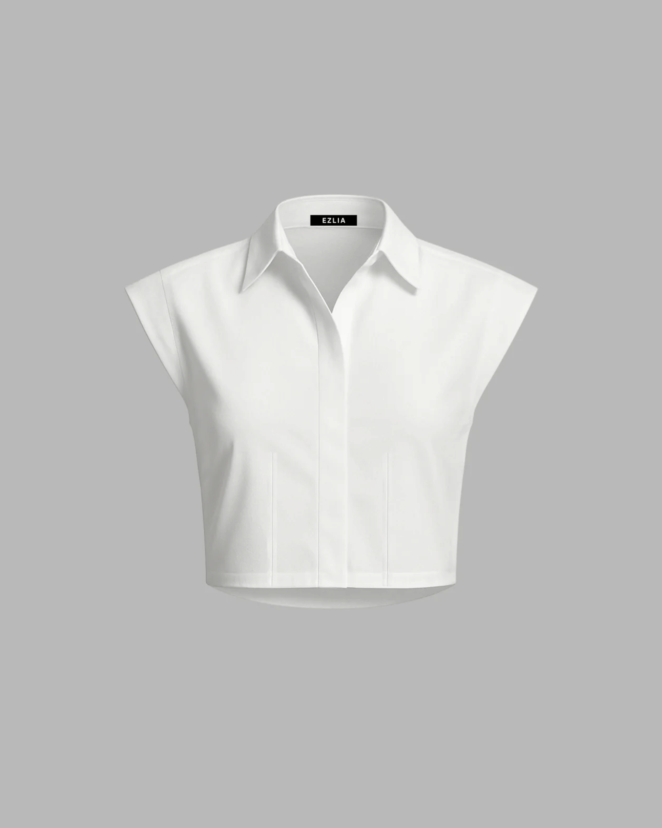 White Sleeveless Crop Shirt