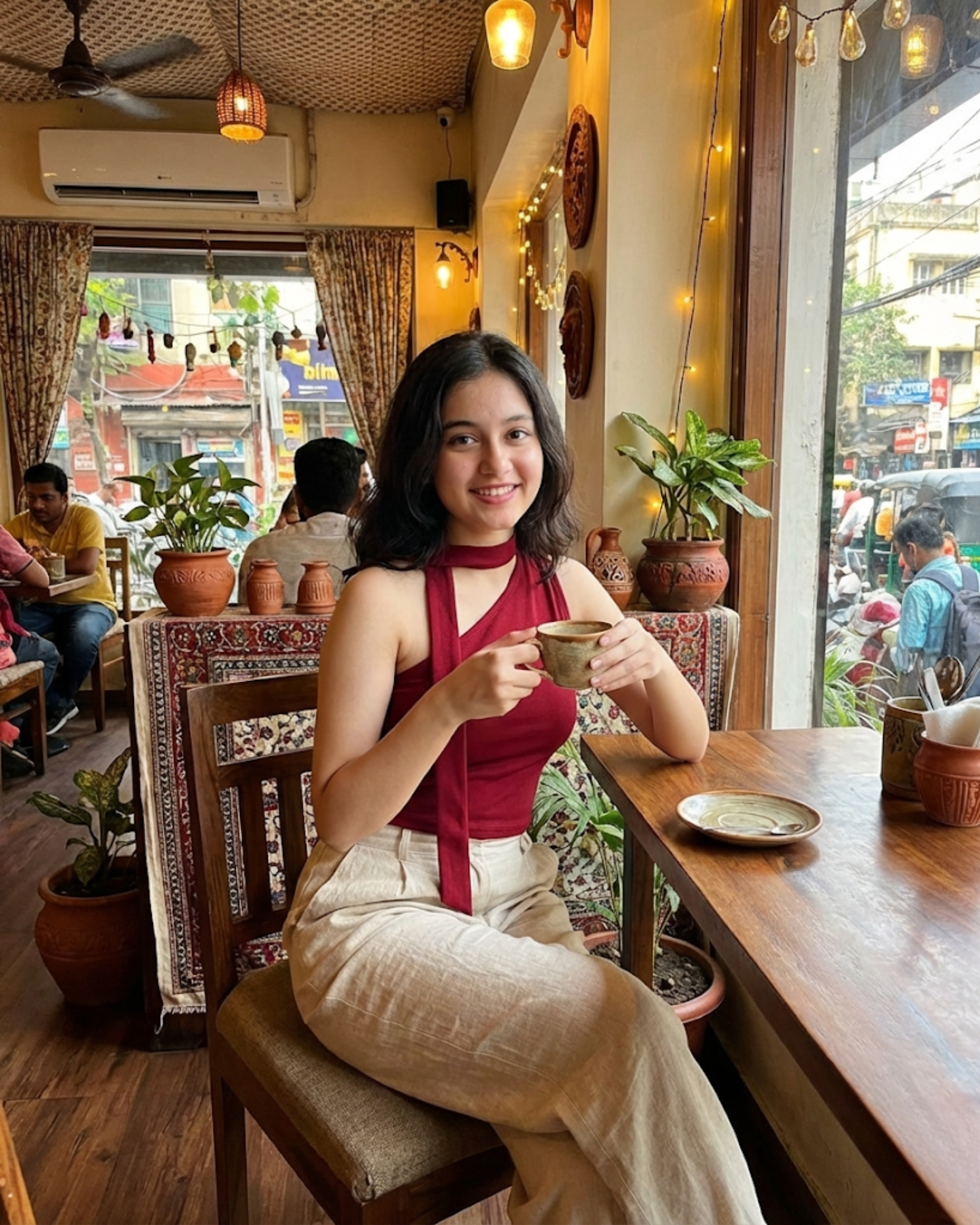Wine Red One-Shoulder Crop Top