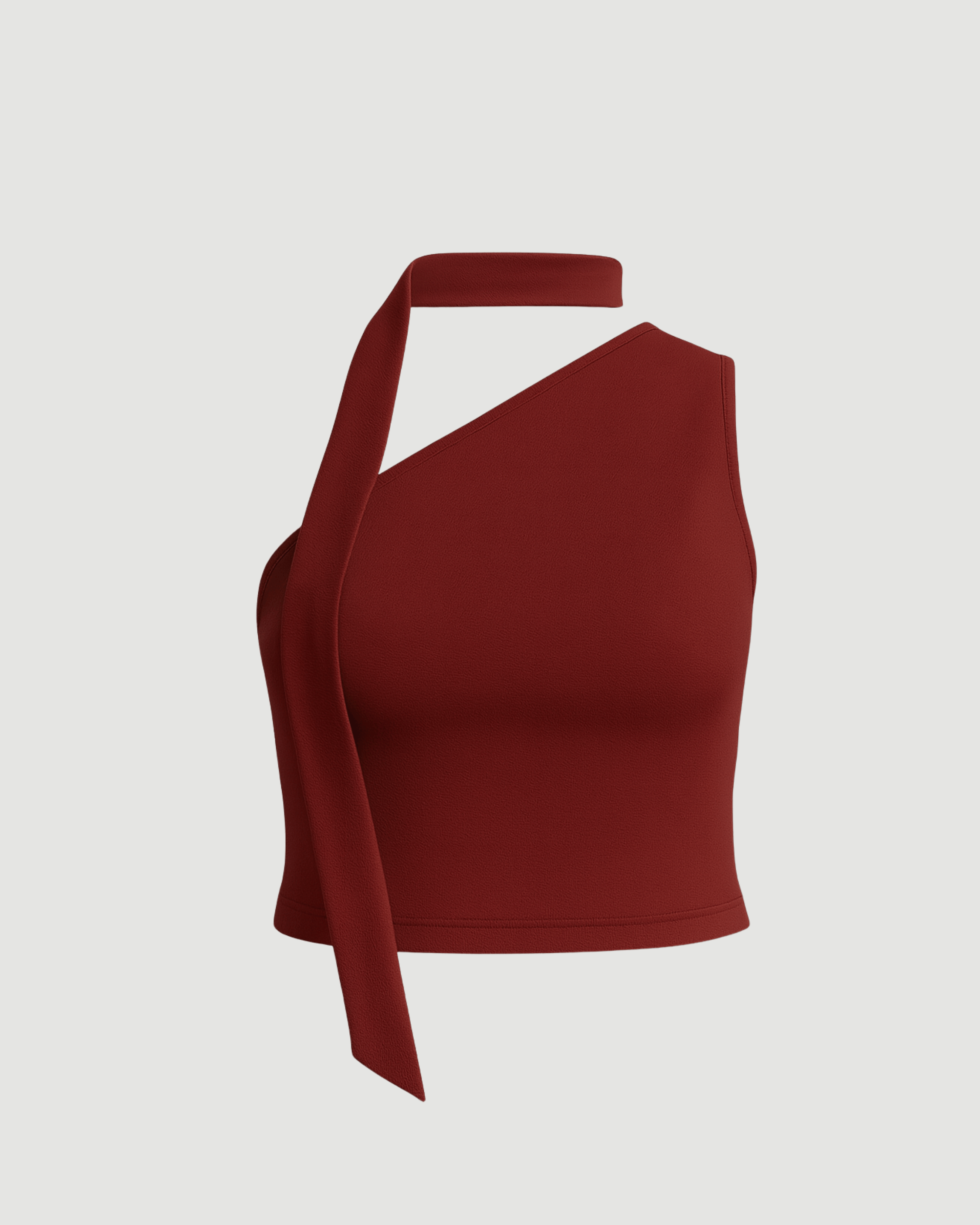 Wine Red One-Shoulder Crop Top