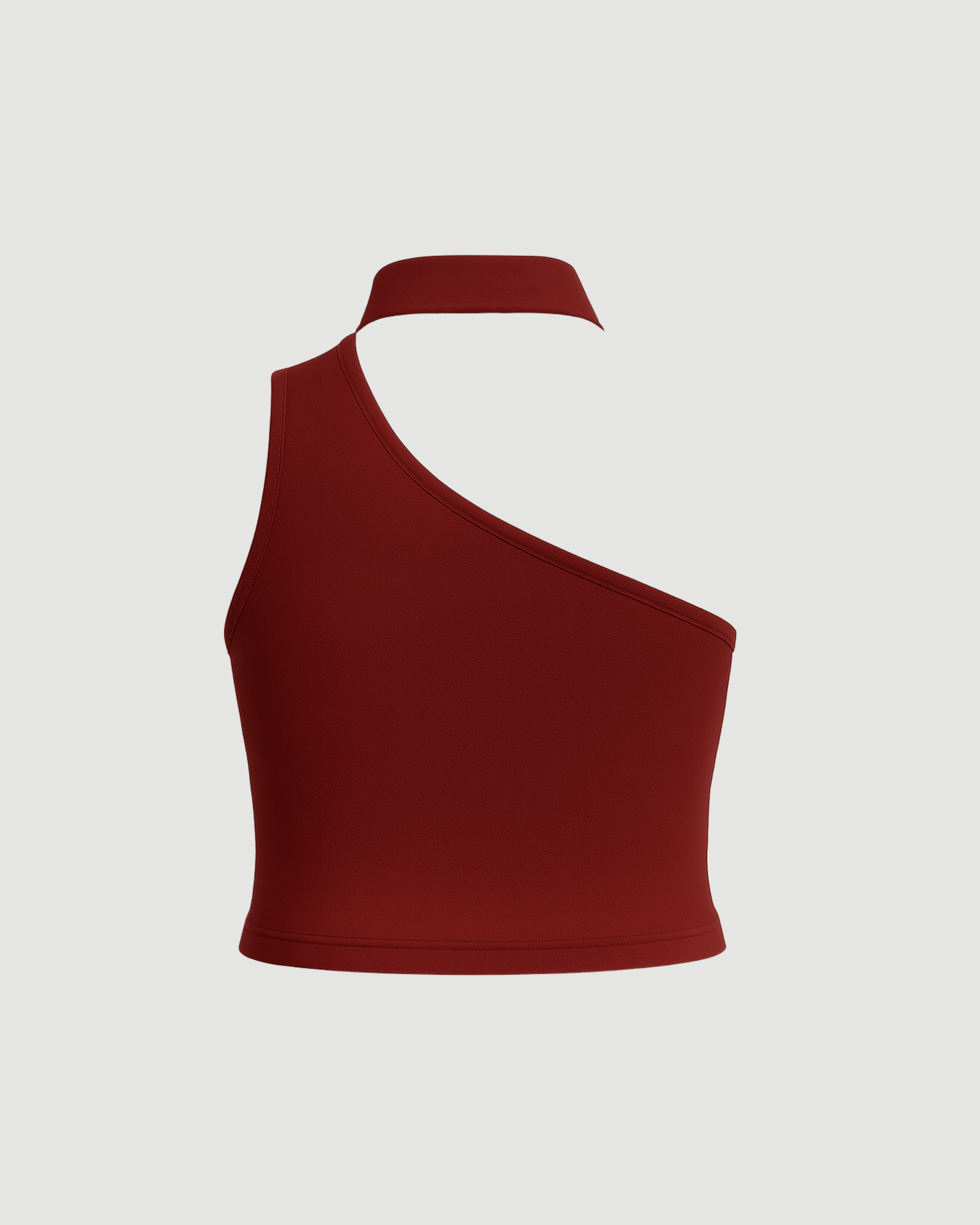 Wine Red One-Shoulder Crop Top