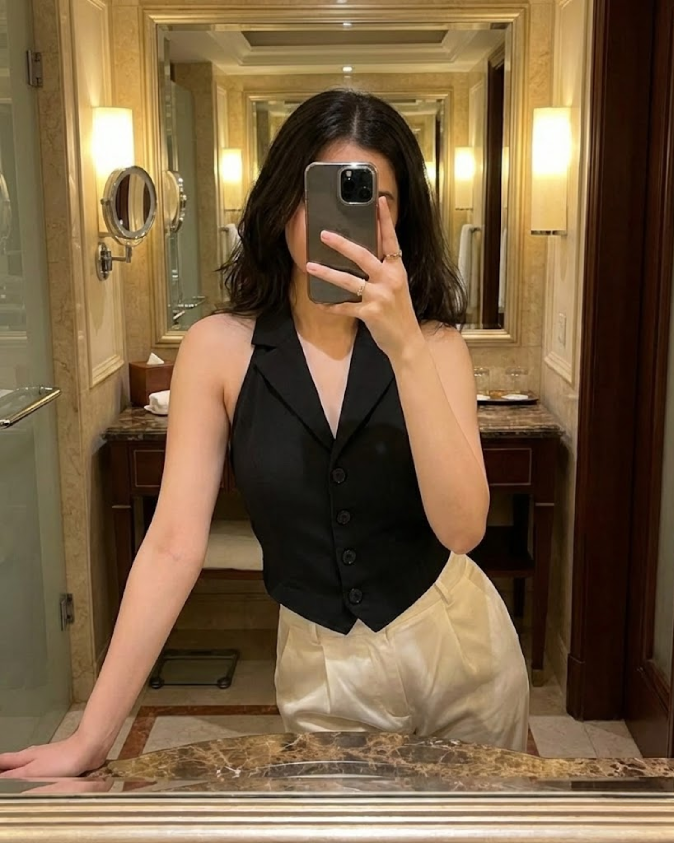 Black Halter Neck Waistcoat