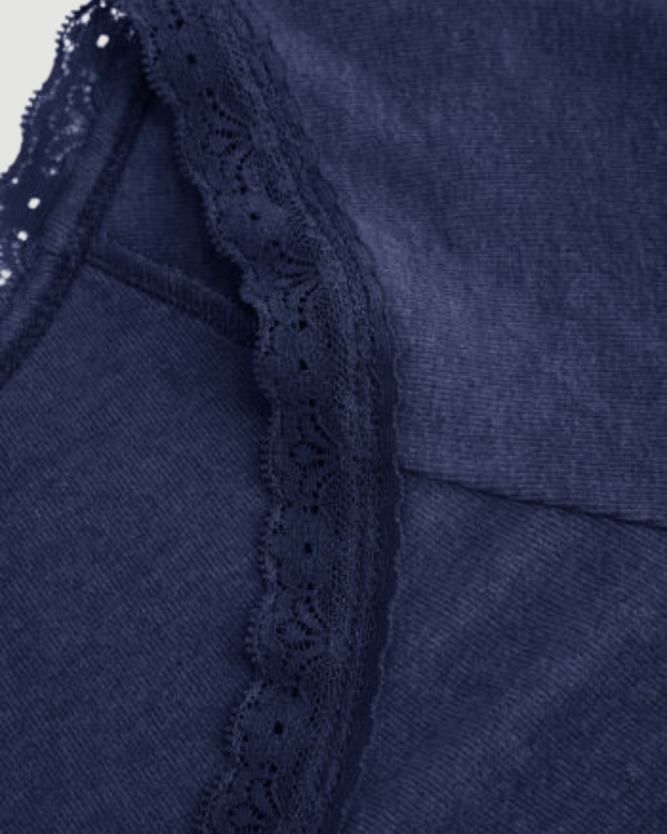 Navy Blue Long Sleeve V-Neck Top