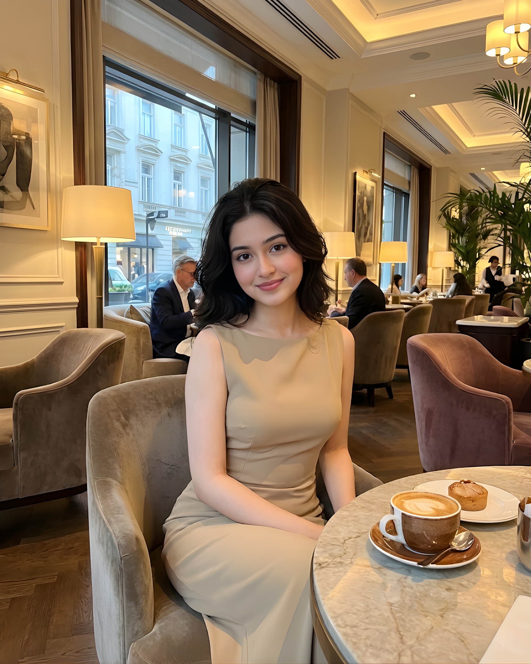 Boat Neck Solid Maxi Dress-Beige