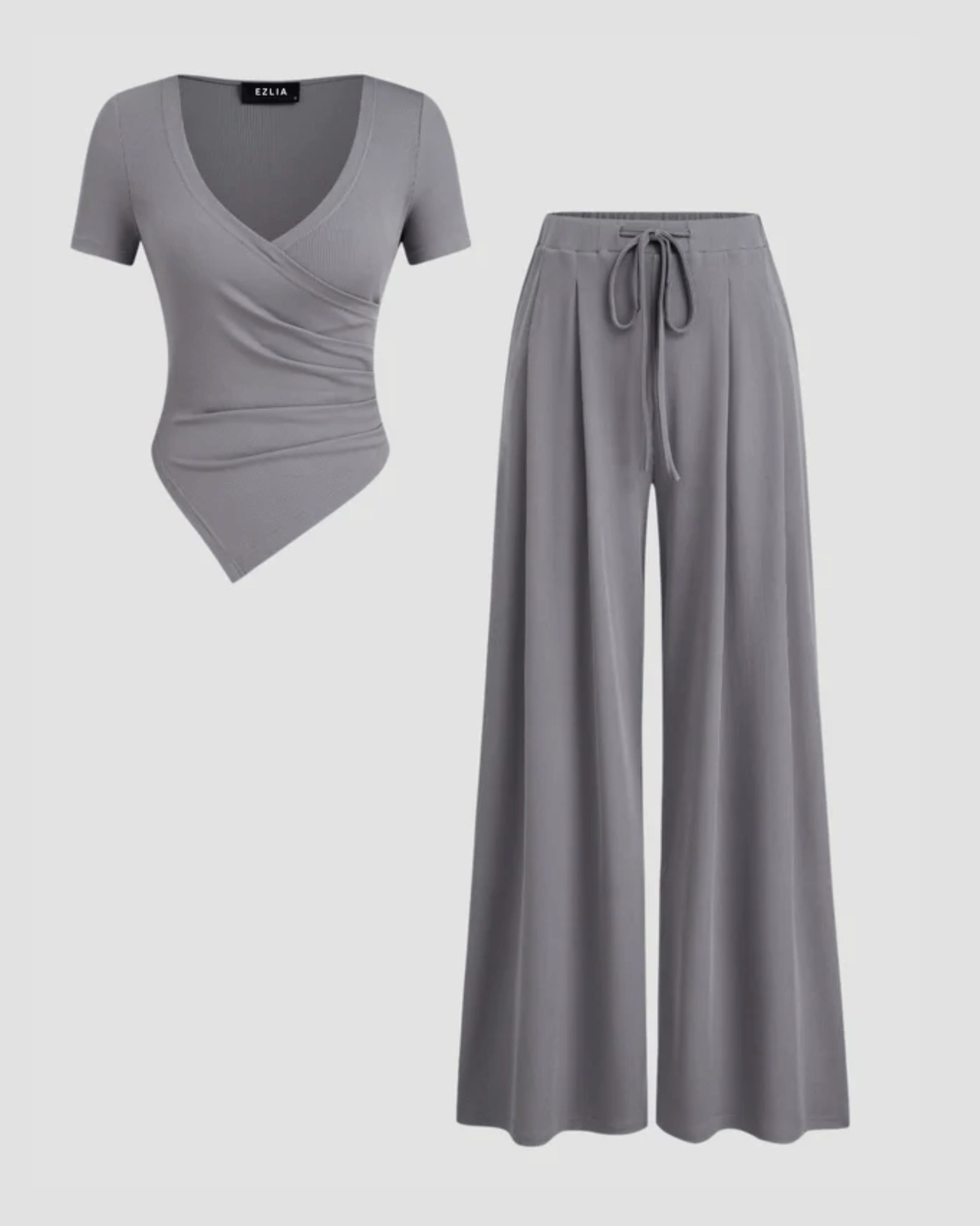 Stylish Grey Wrap Co-ord Set
