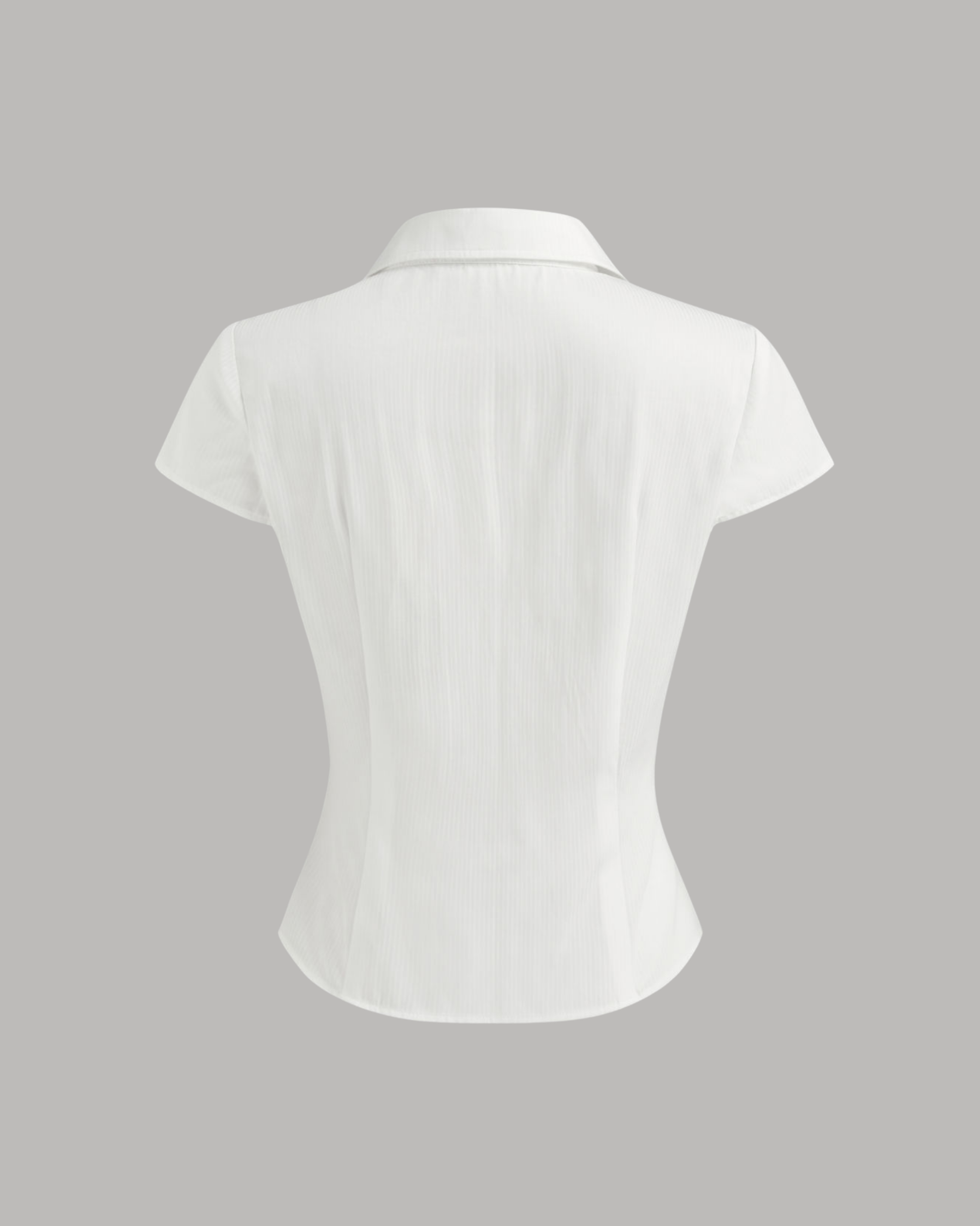 White Fitted Short Sleeve Shirt