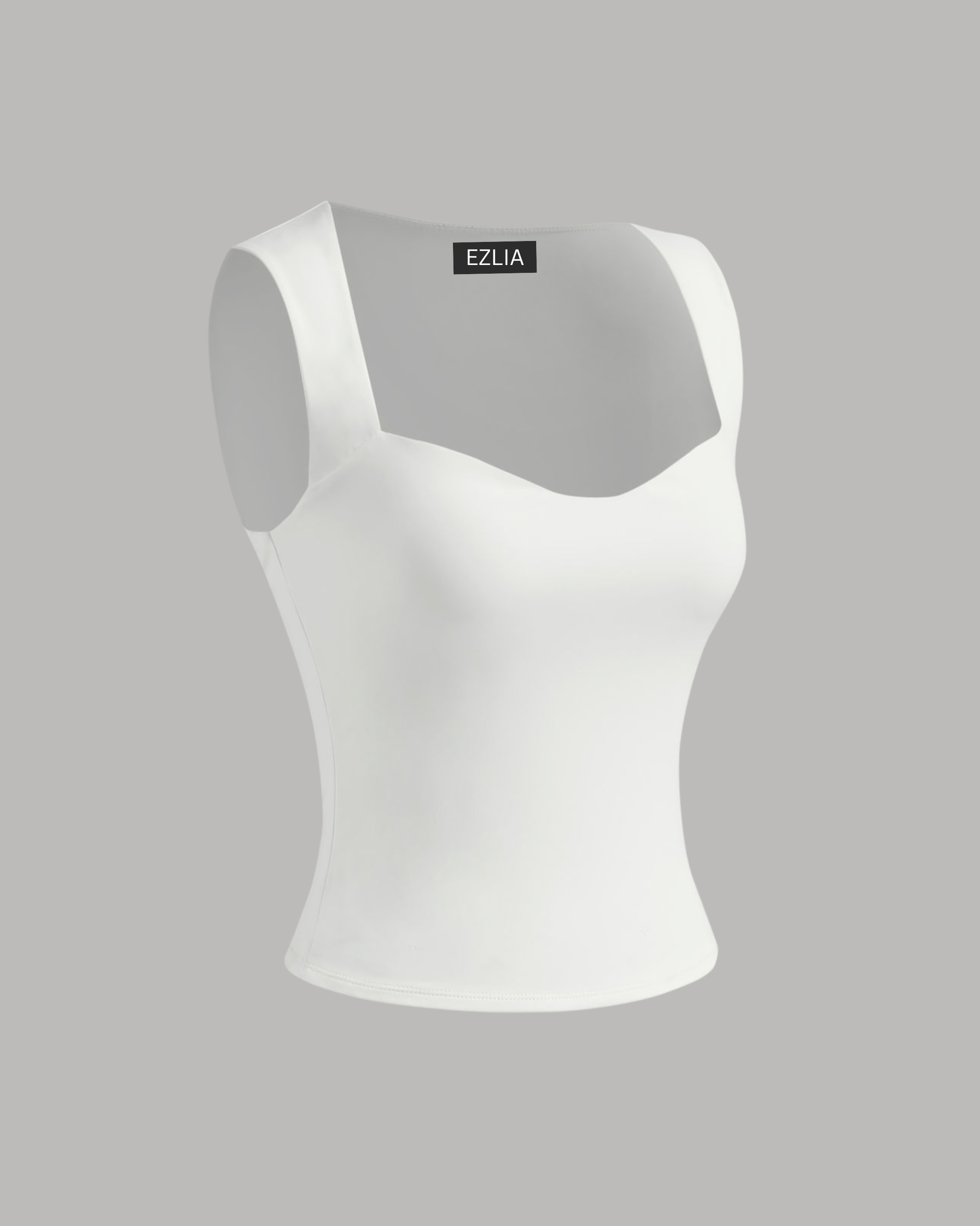 White Sleeveless Square Neck Top