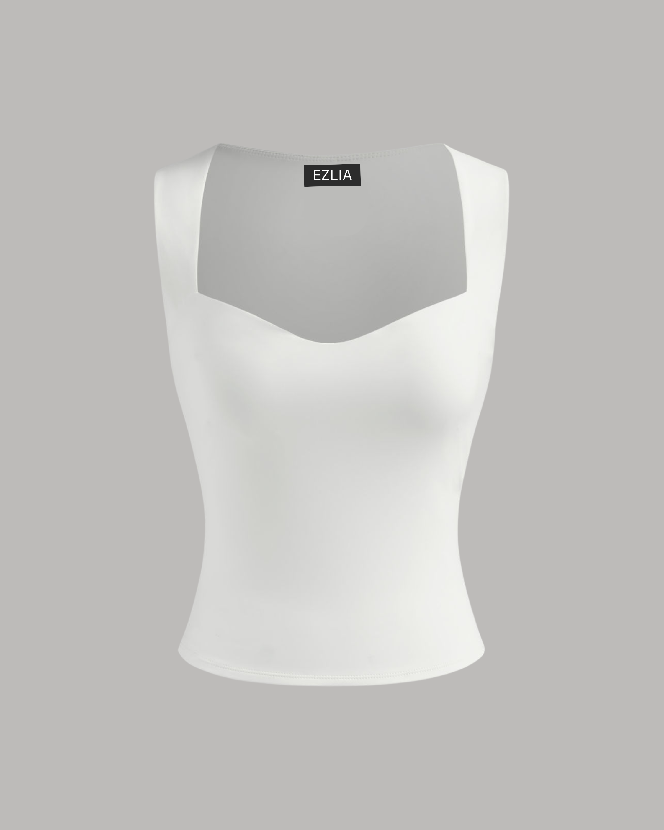 White Sleeveless Square Neck Top