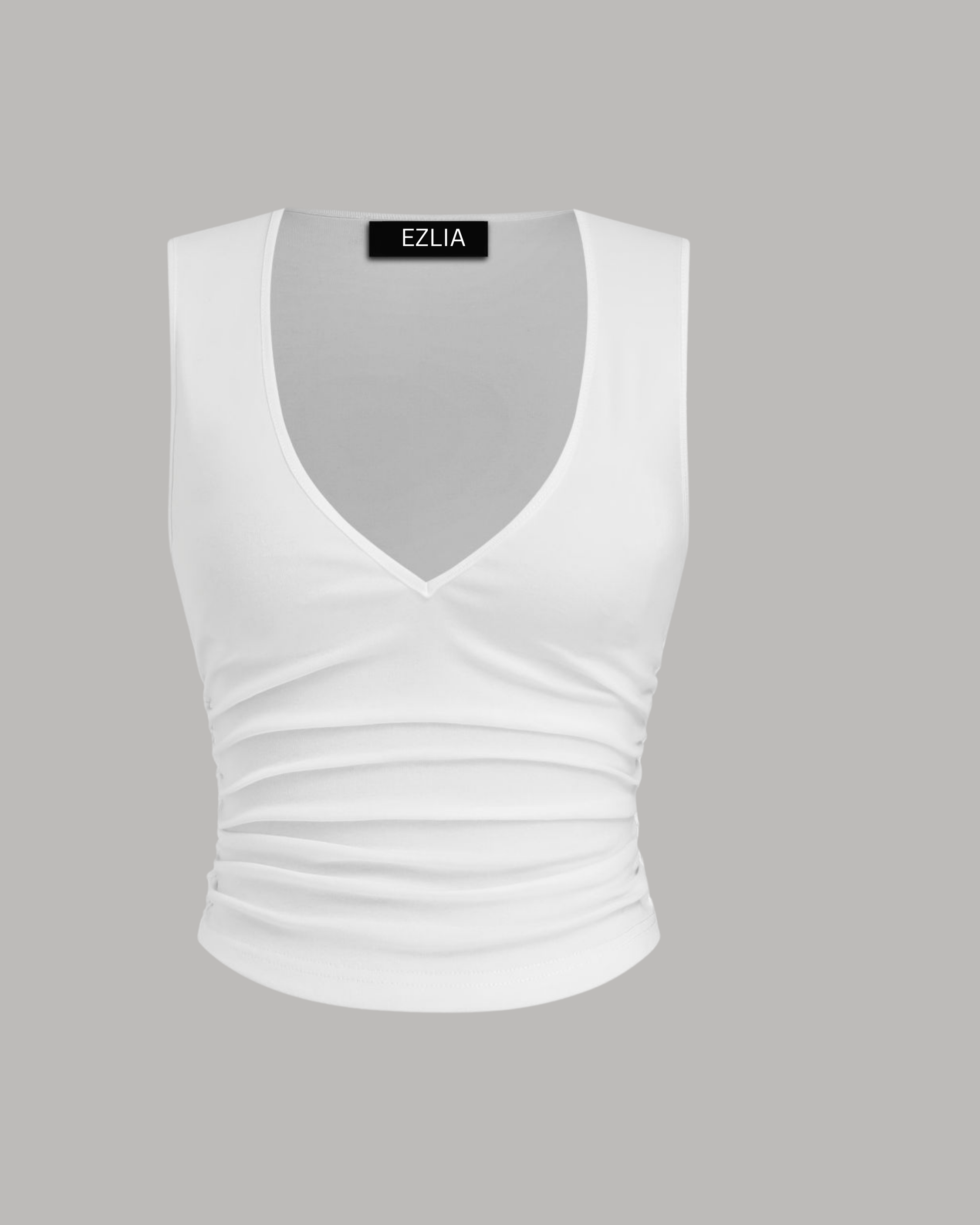 White V-Neck Sleeveless Crop Top