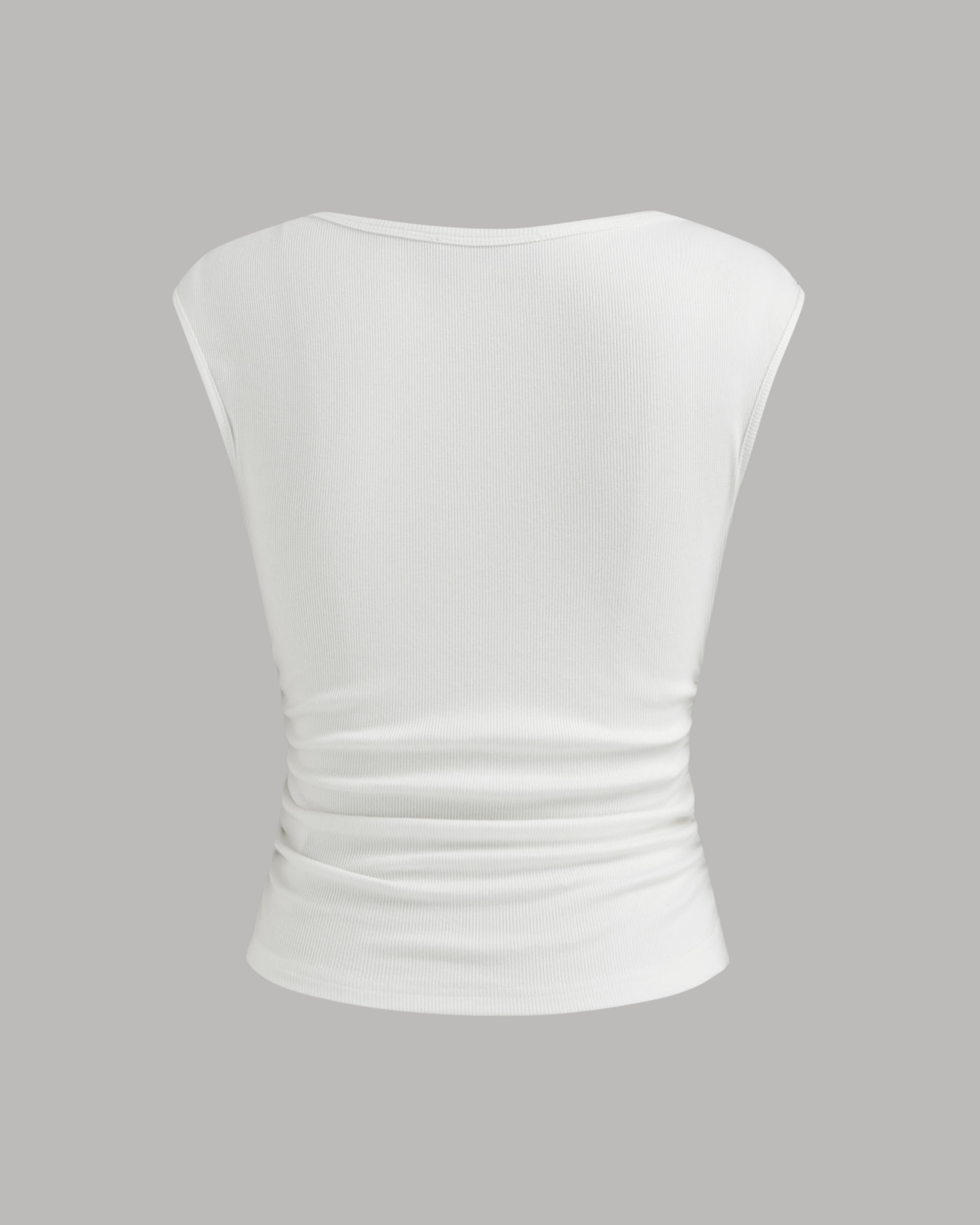 White Ruched Knit Crop Top