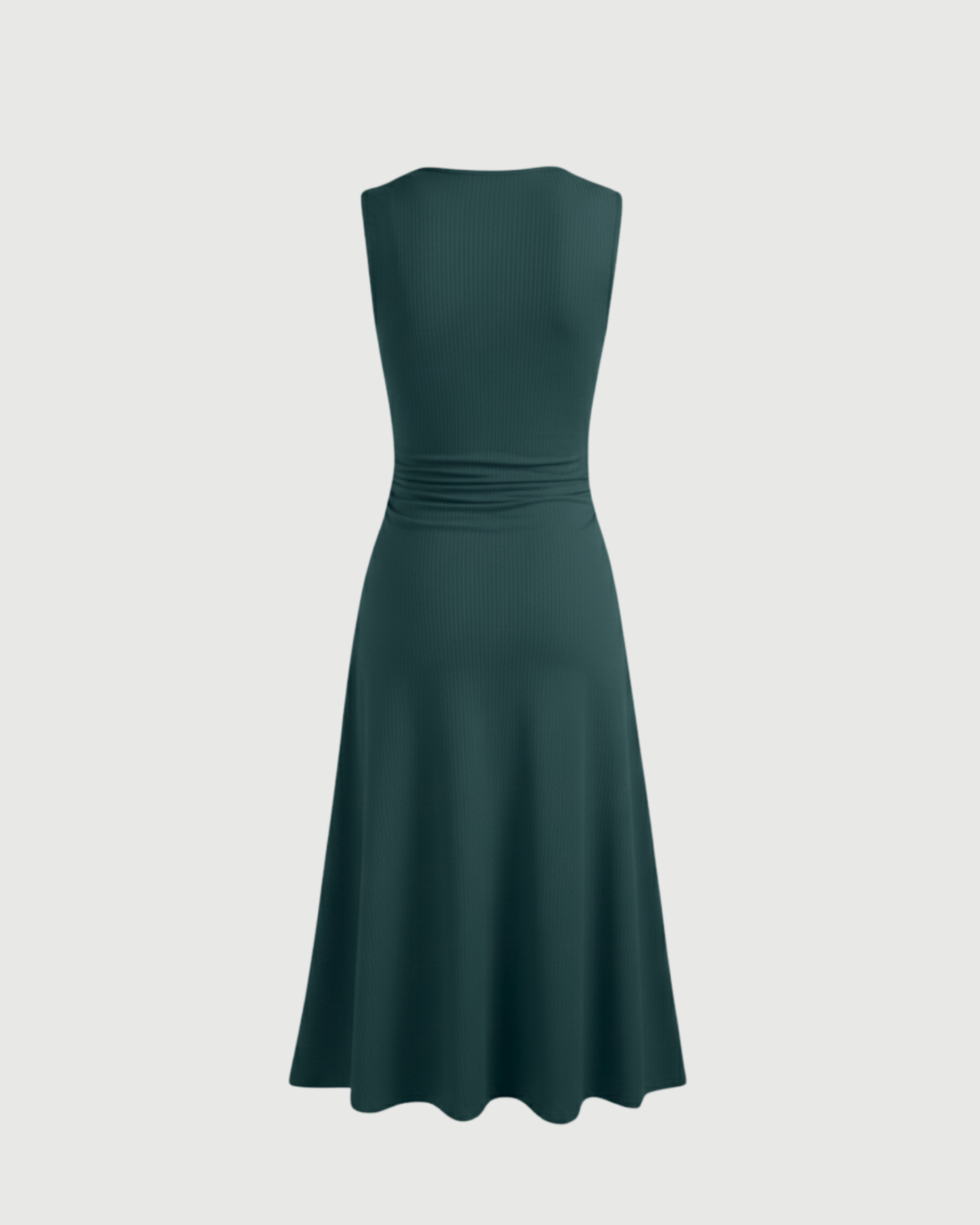 Elegant V-Neck Ruched Maxi Gown-Dark Green