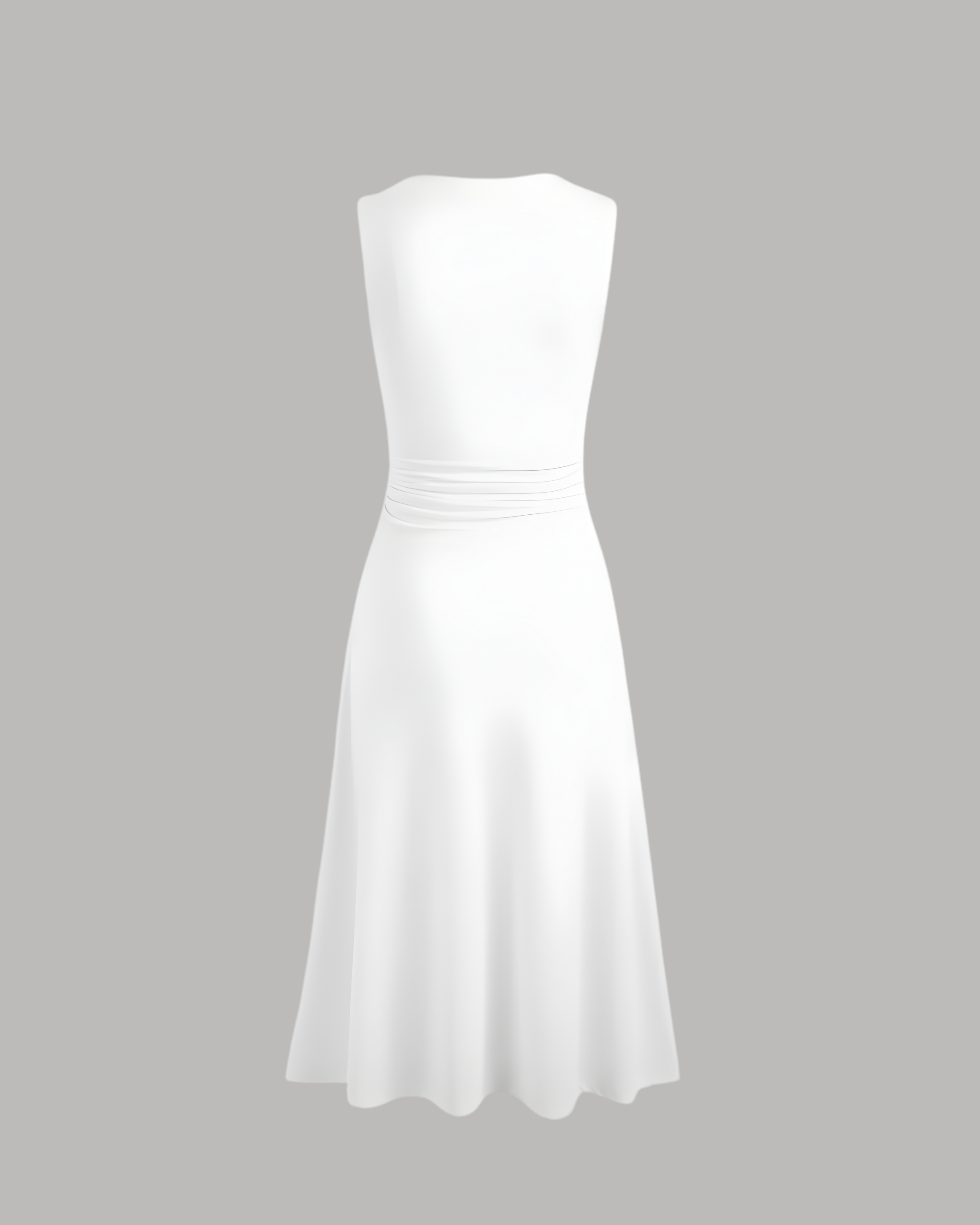 Elegant V-Neck Ruched Maxi Gown - White