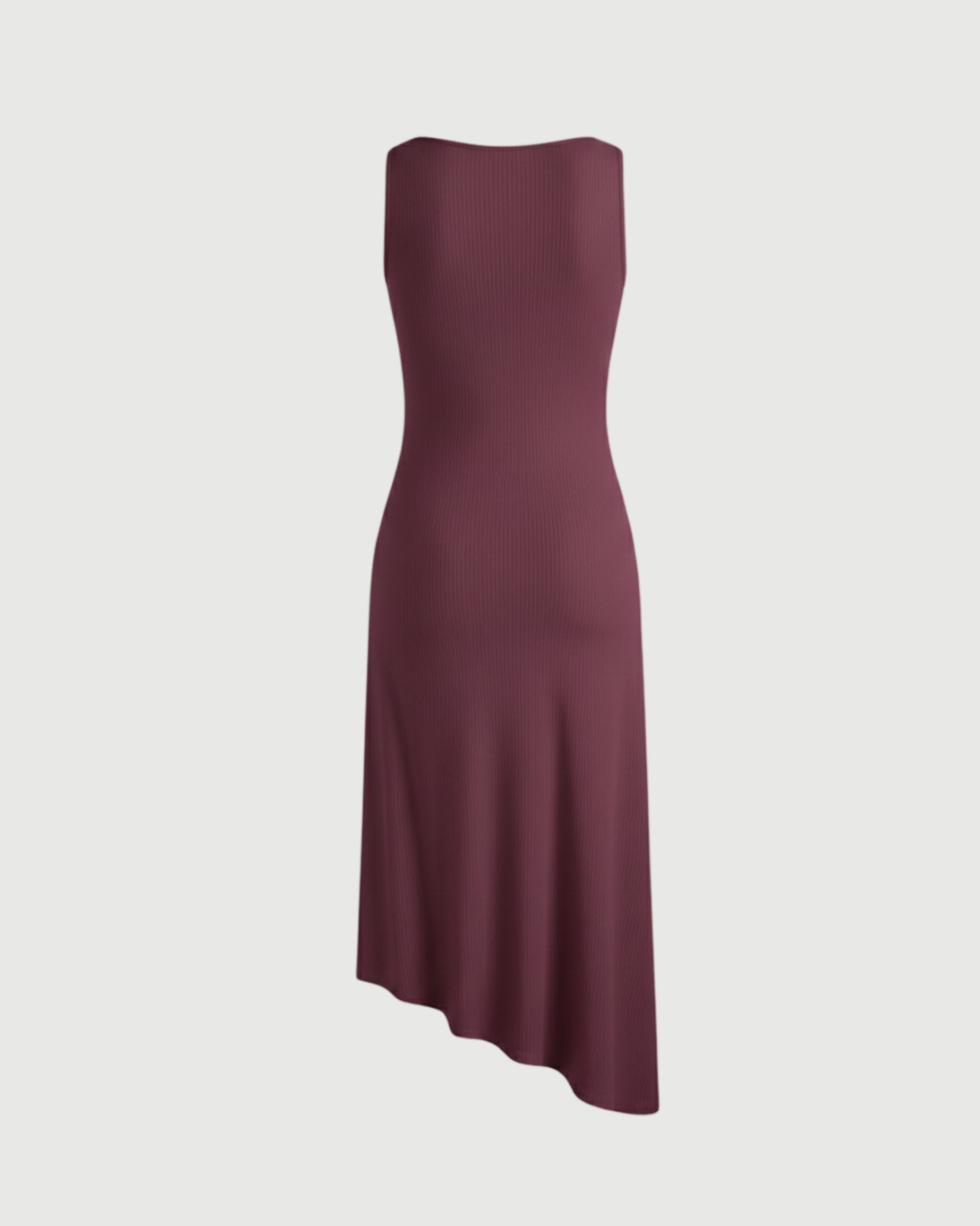 Asymmetric Boat-Neck Draped Midi Dress-Maroon