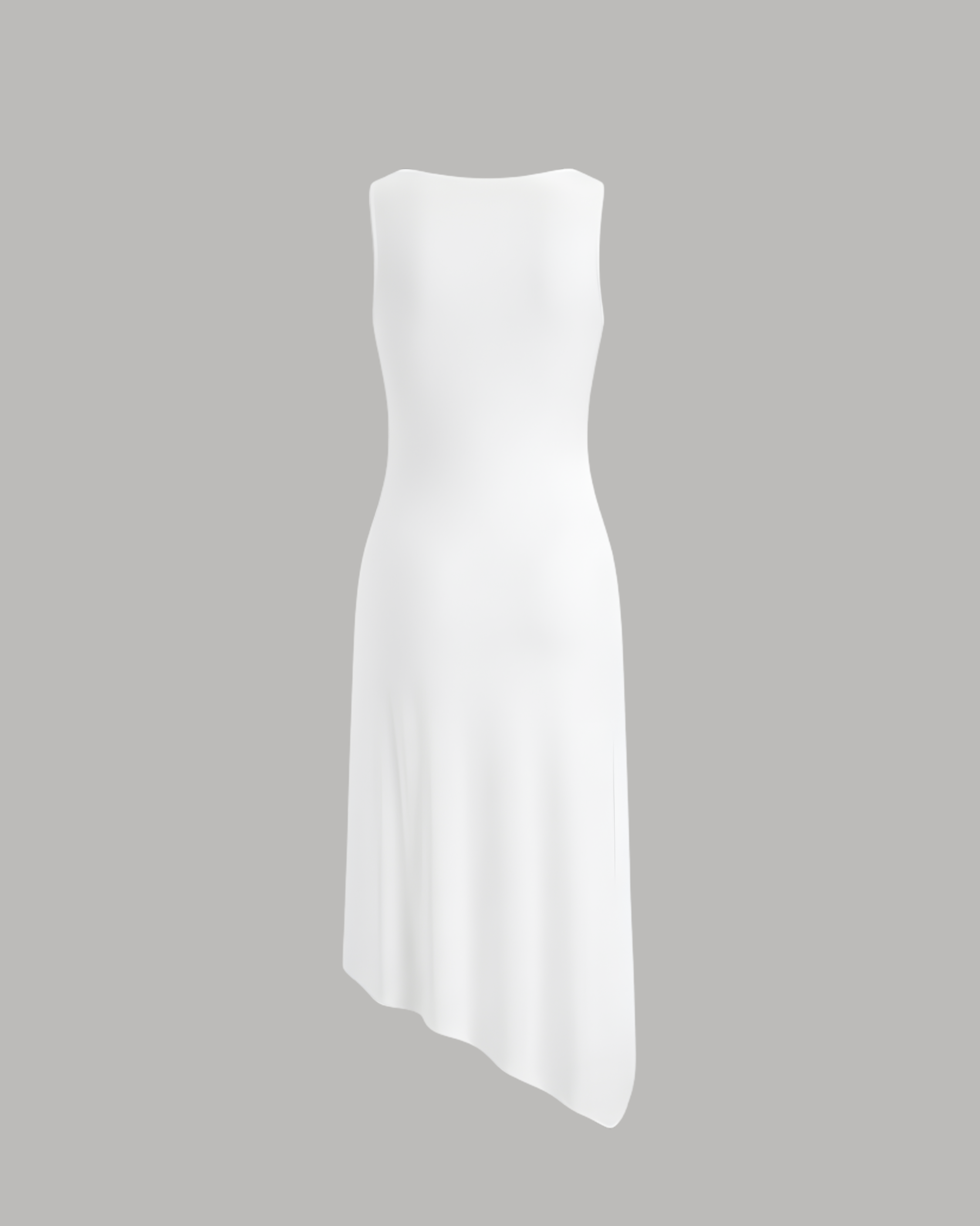 Asymmetric Boat-Neck Draped Midi Dress - White