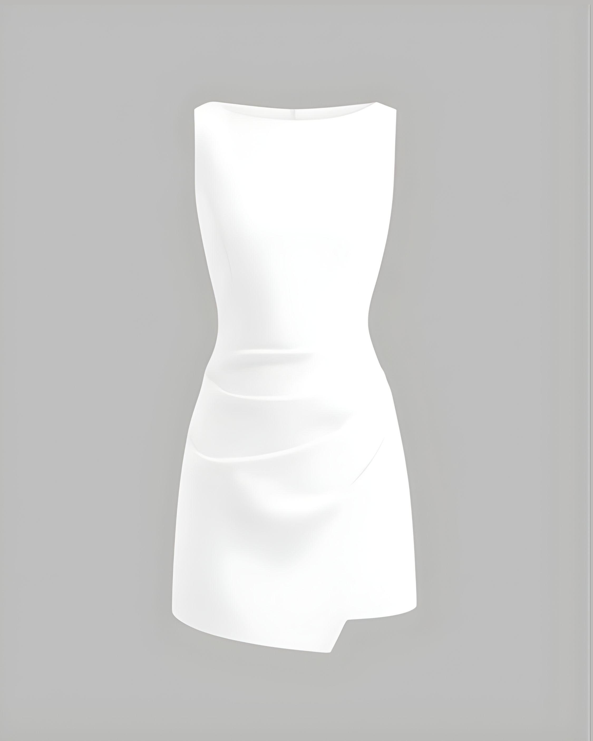 Linen-Blend Boat-Neck Draped Mini Dress - White