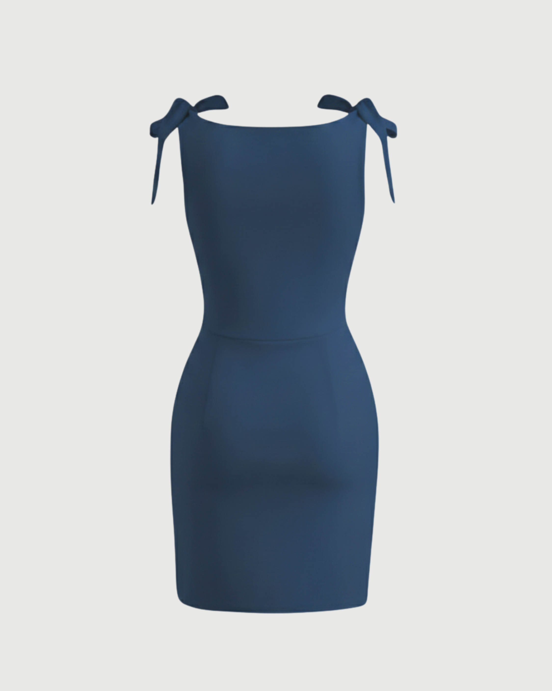 Soft Jersey Boat-Neck Wrap-Tie Mini Dress-Blue