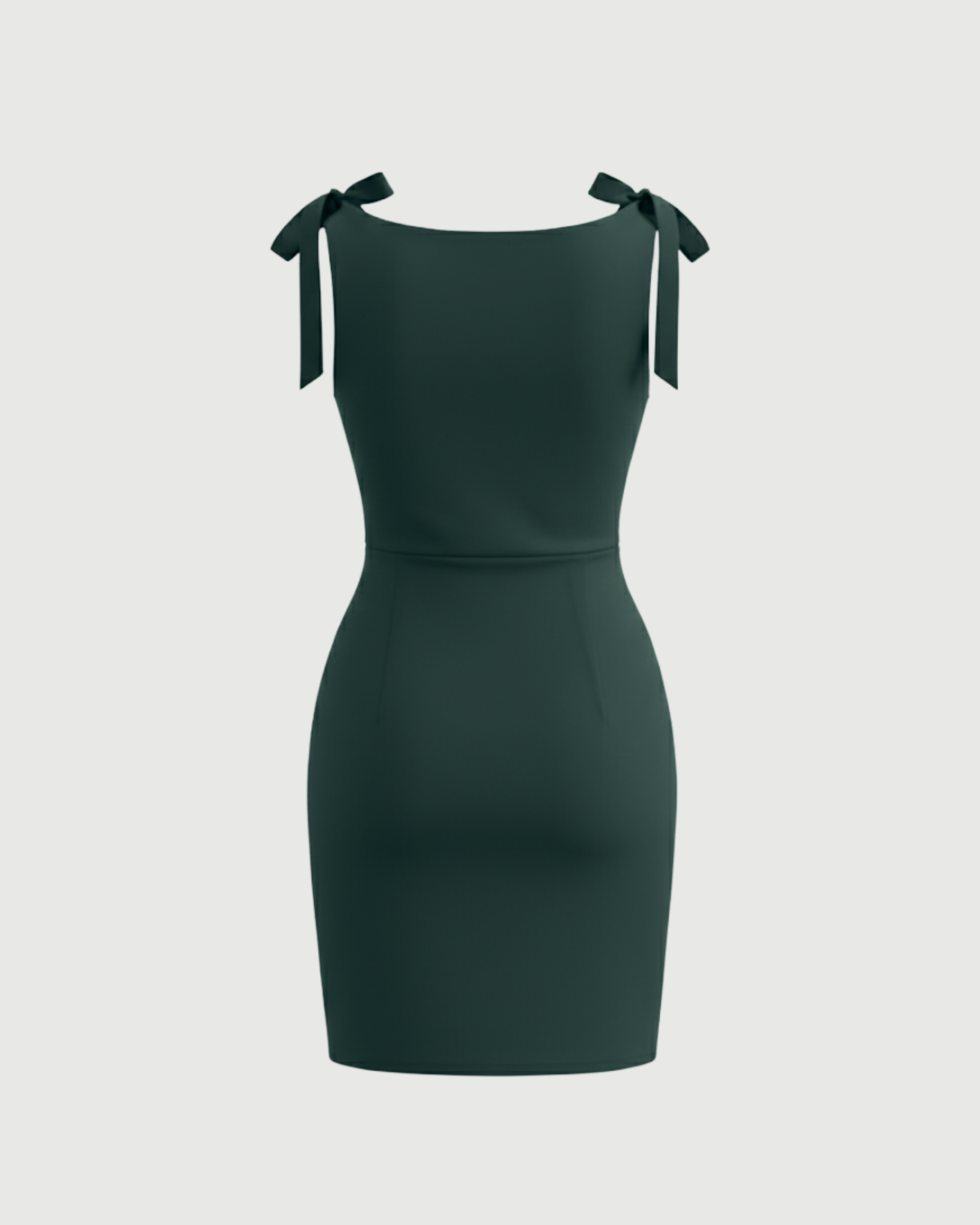 Soft Jersey Boat-Neck Wrap-Tie Mini Dress-Dark Green