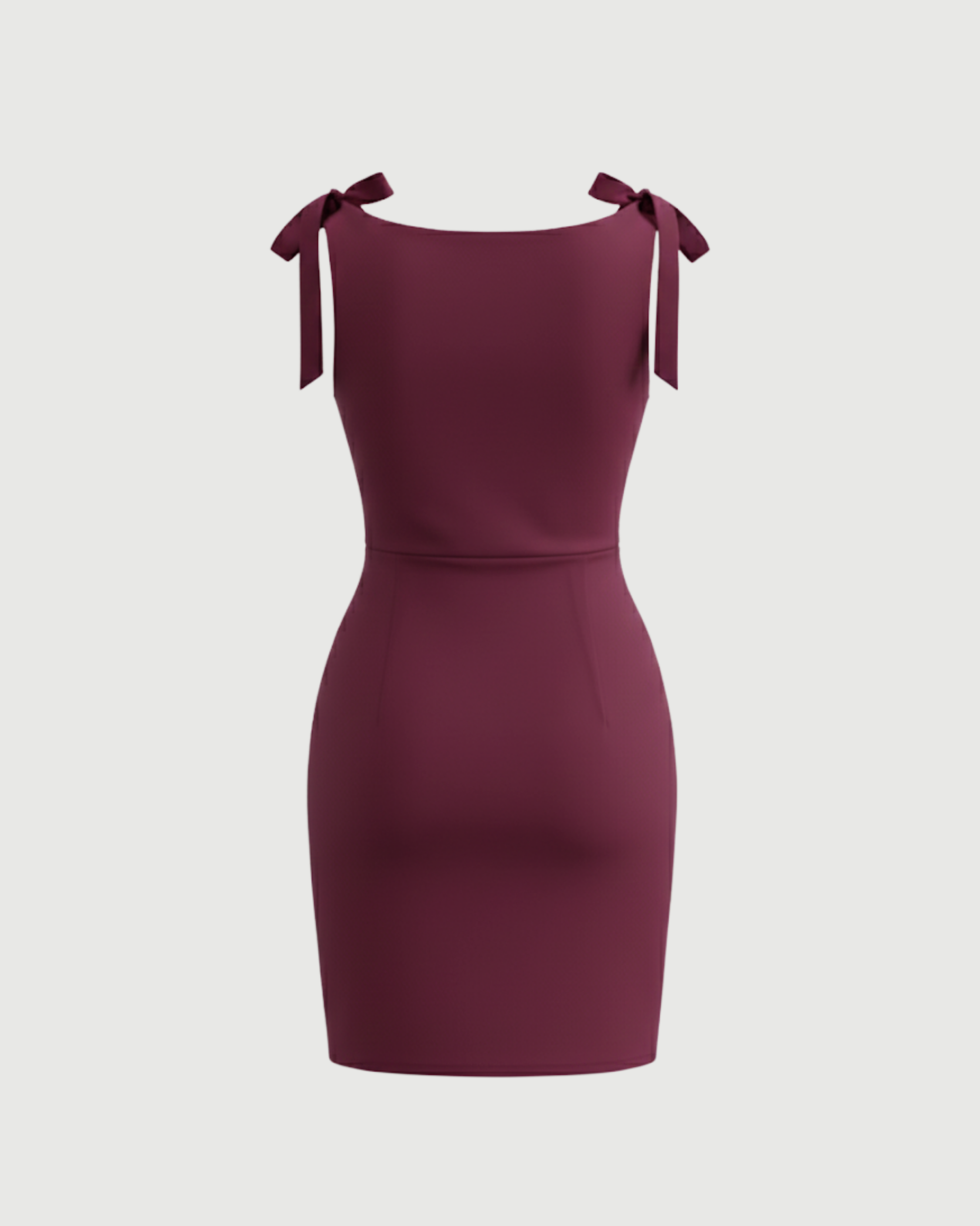 Soft Jersey Boat-Neck Wrap-Tie Mini Dress-Maroon