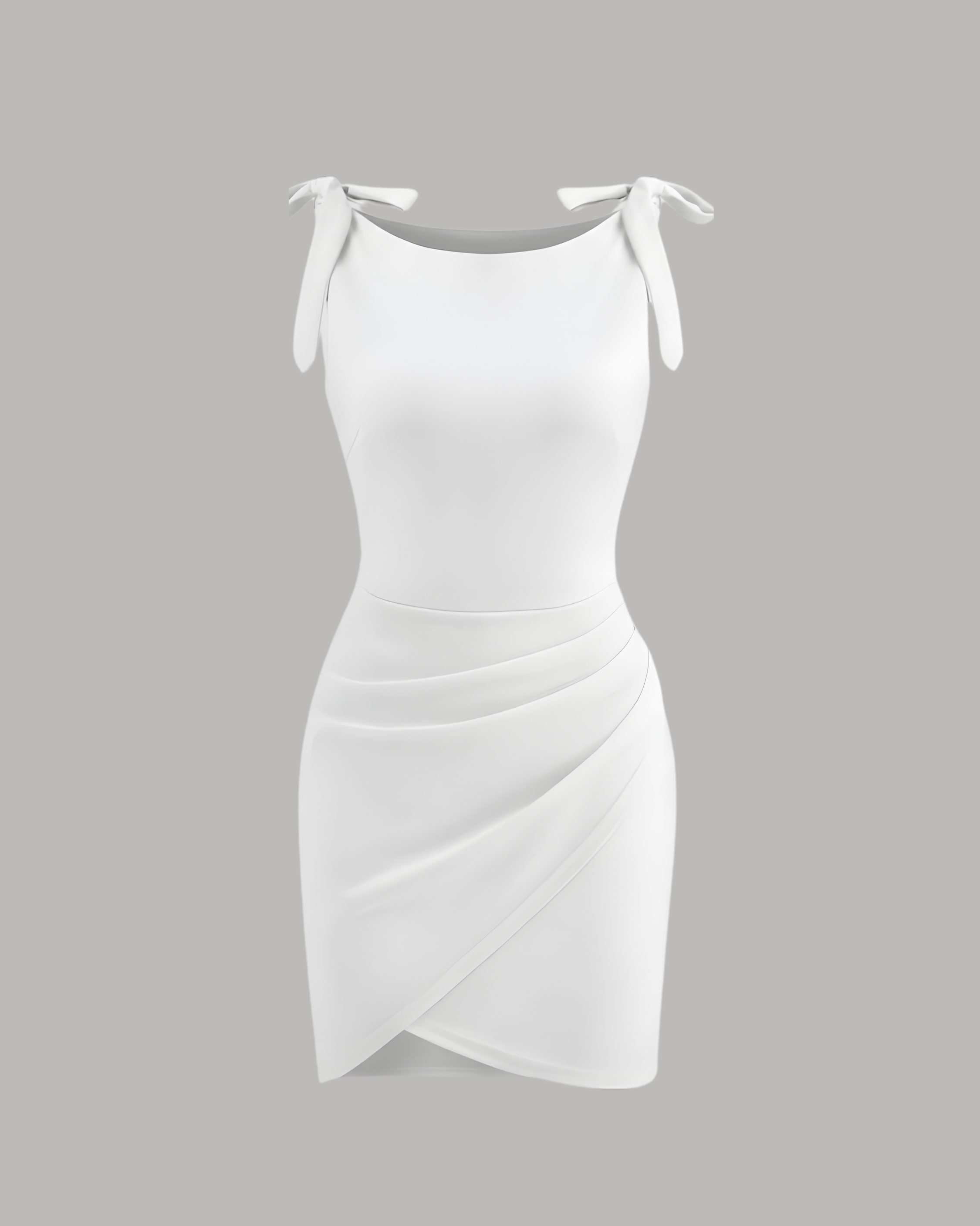 Soft Jersey Boat-Neck Wrap-Tie Mini Dress - White