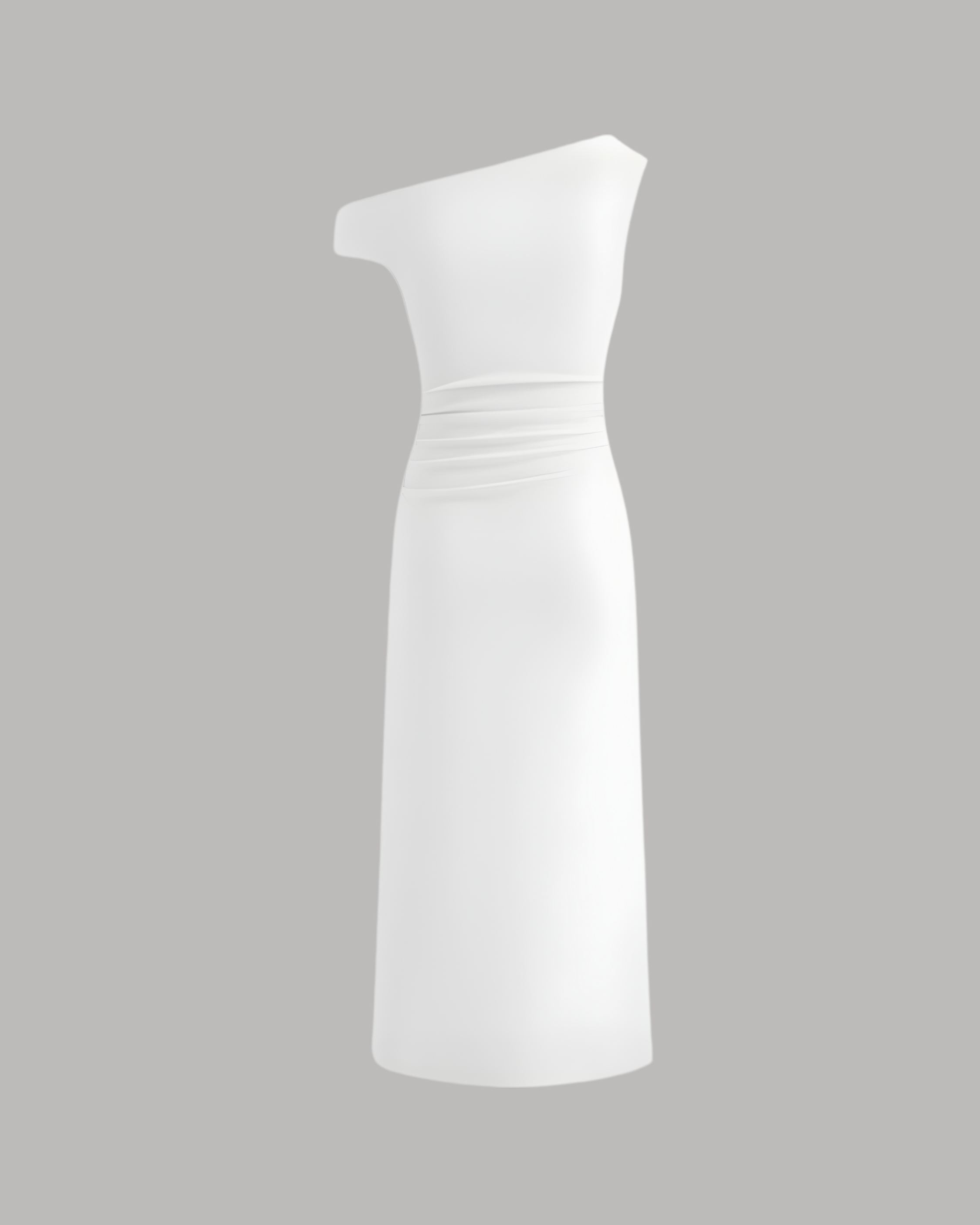 Asymmetrical Neck Ruched Slit Maxi Dress - White