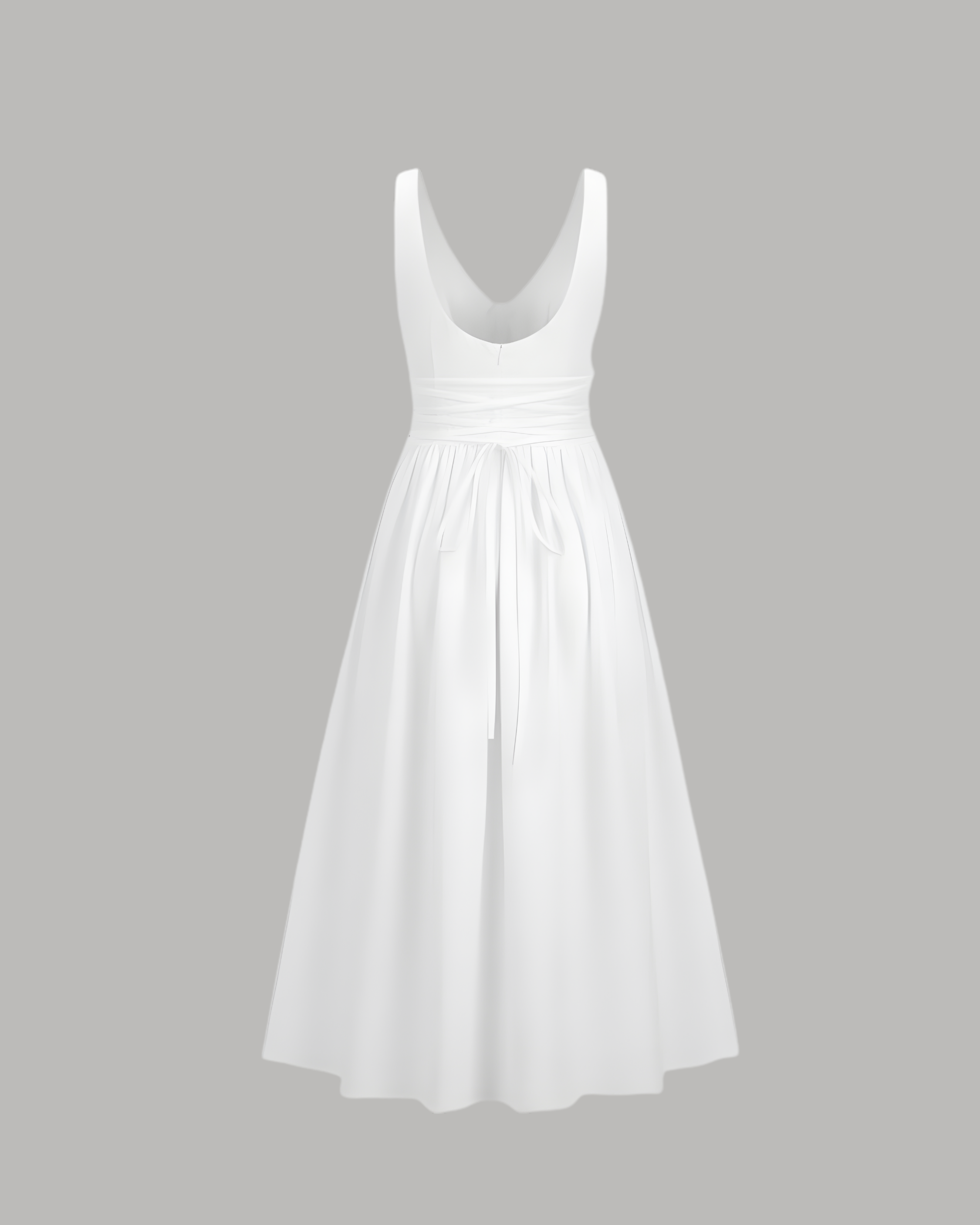 Cotton-Blend V-Neck Ruffle Maxi Dress - White