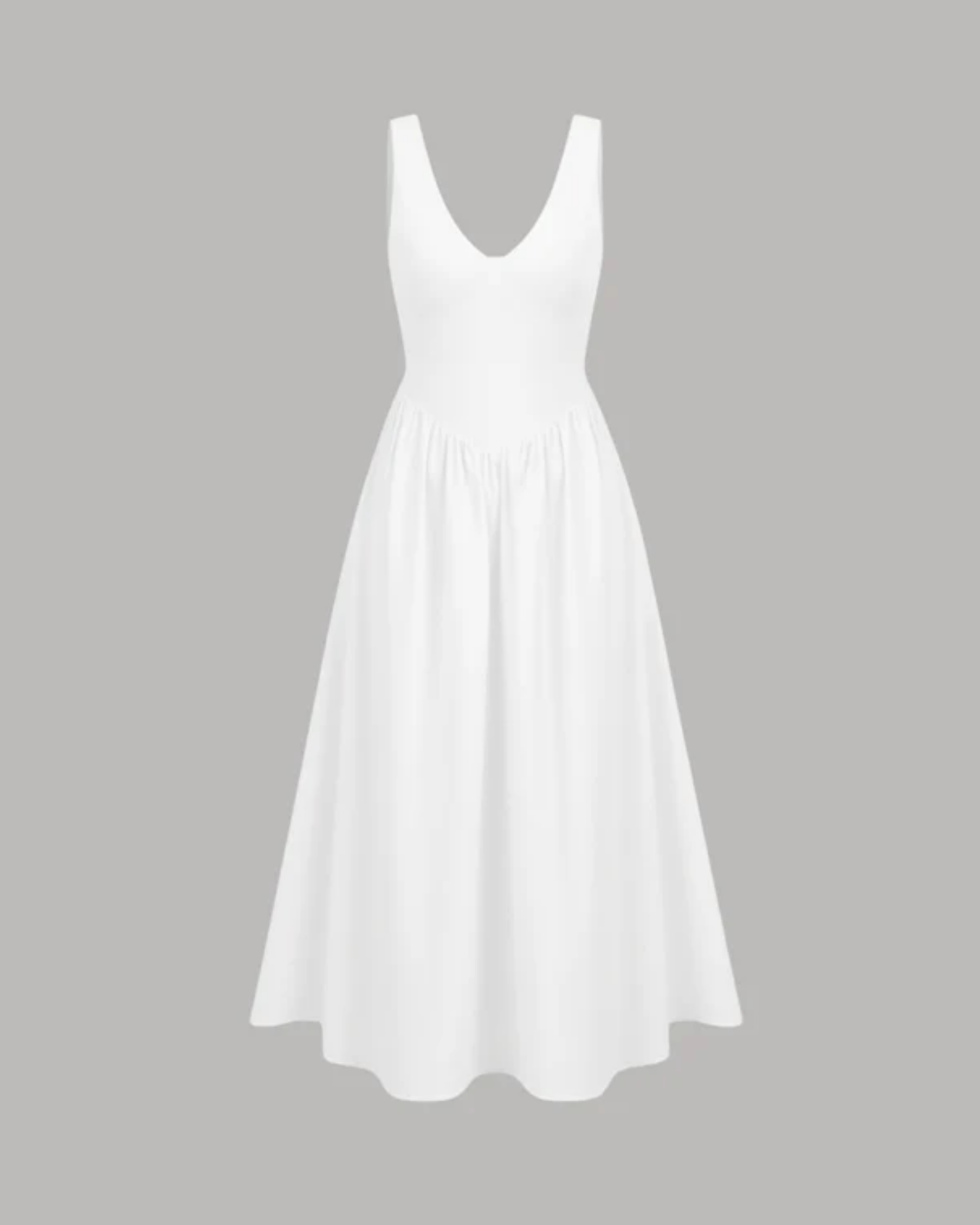 Cotton-Blend V-Neck Ruffle Maxi Dress - White