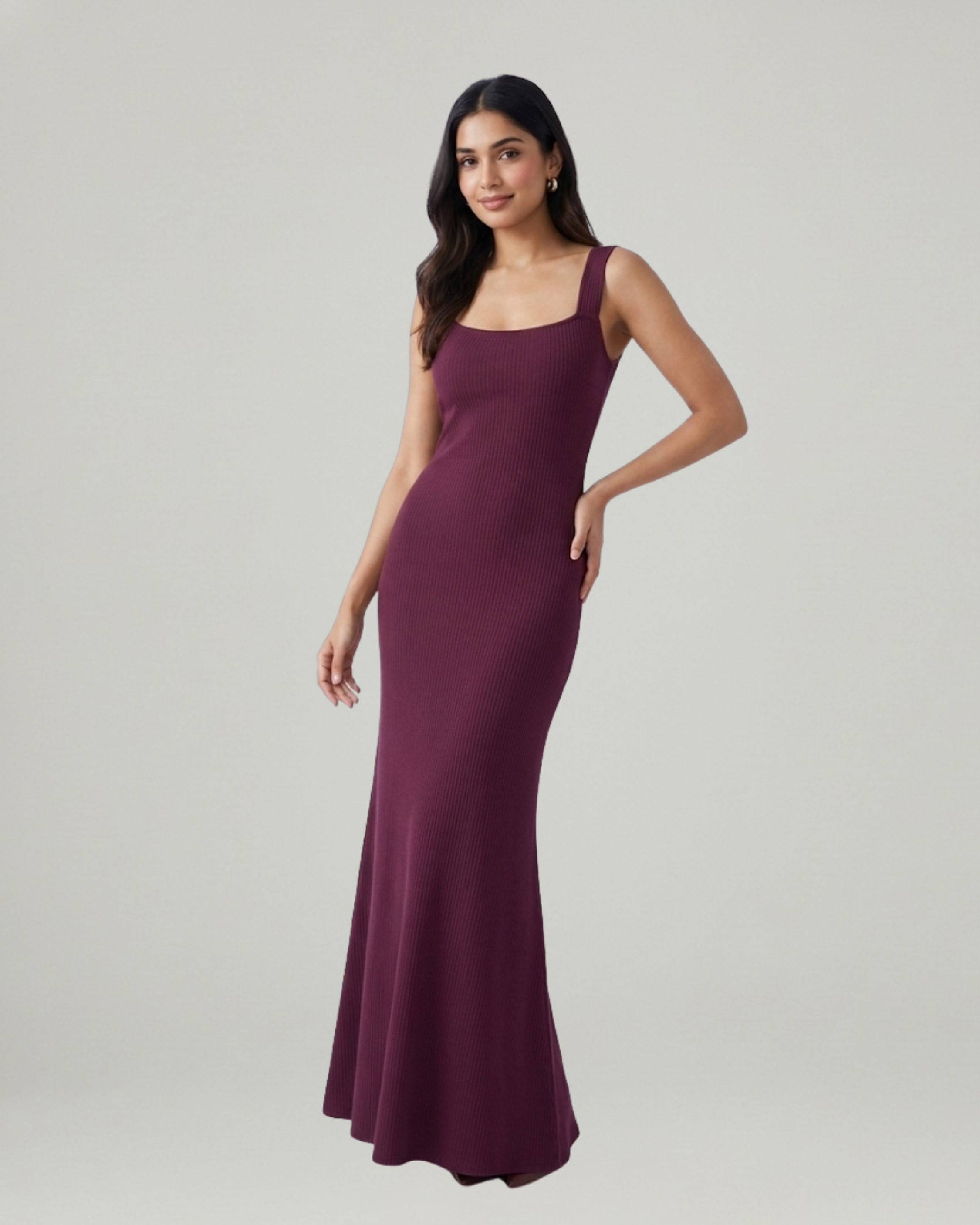 Backless Bowknot Maxi Dress with Scoop Neckline-Maroon