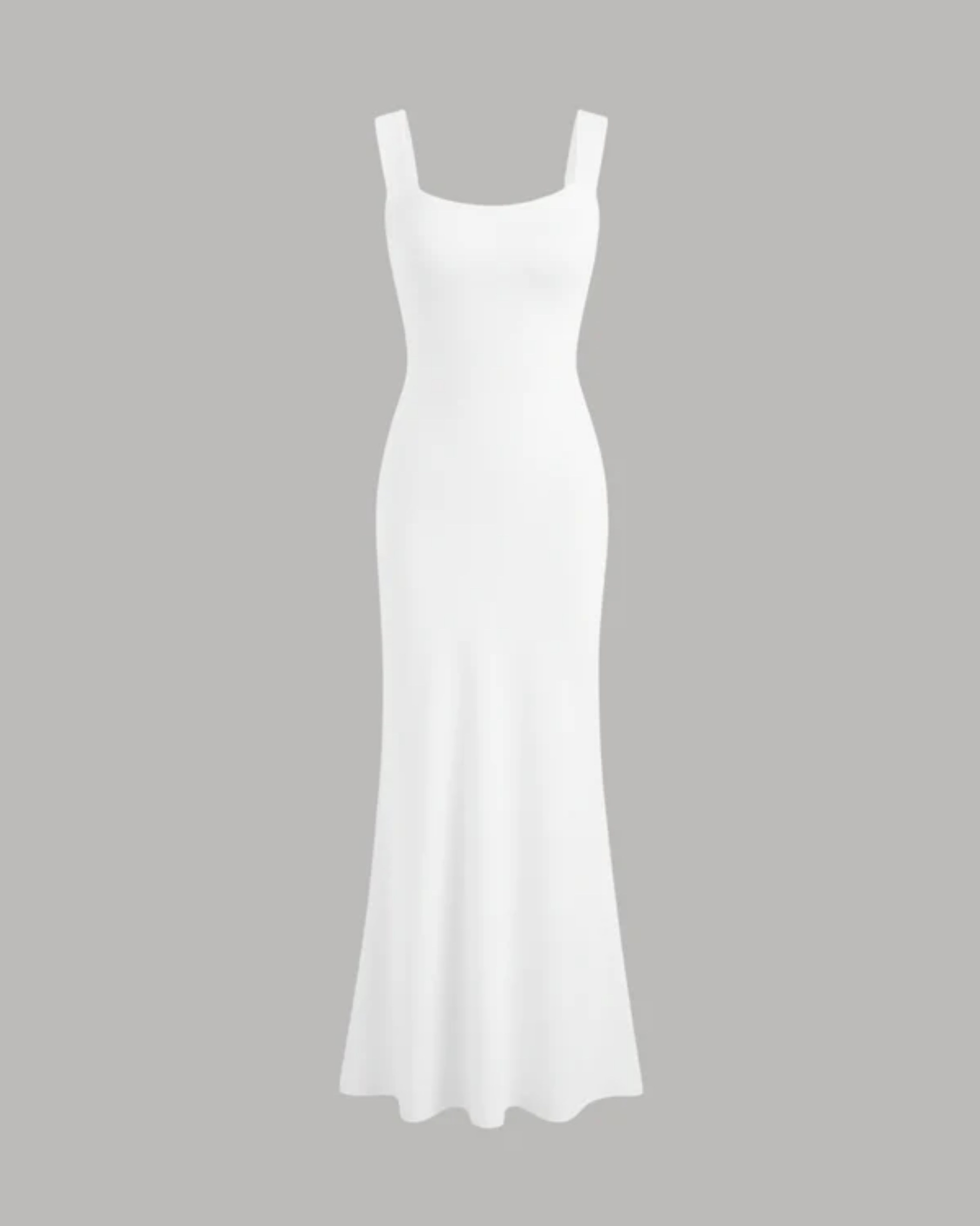 Backless Bowknot Maxi Dress with Scoop Neckline - White