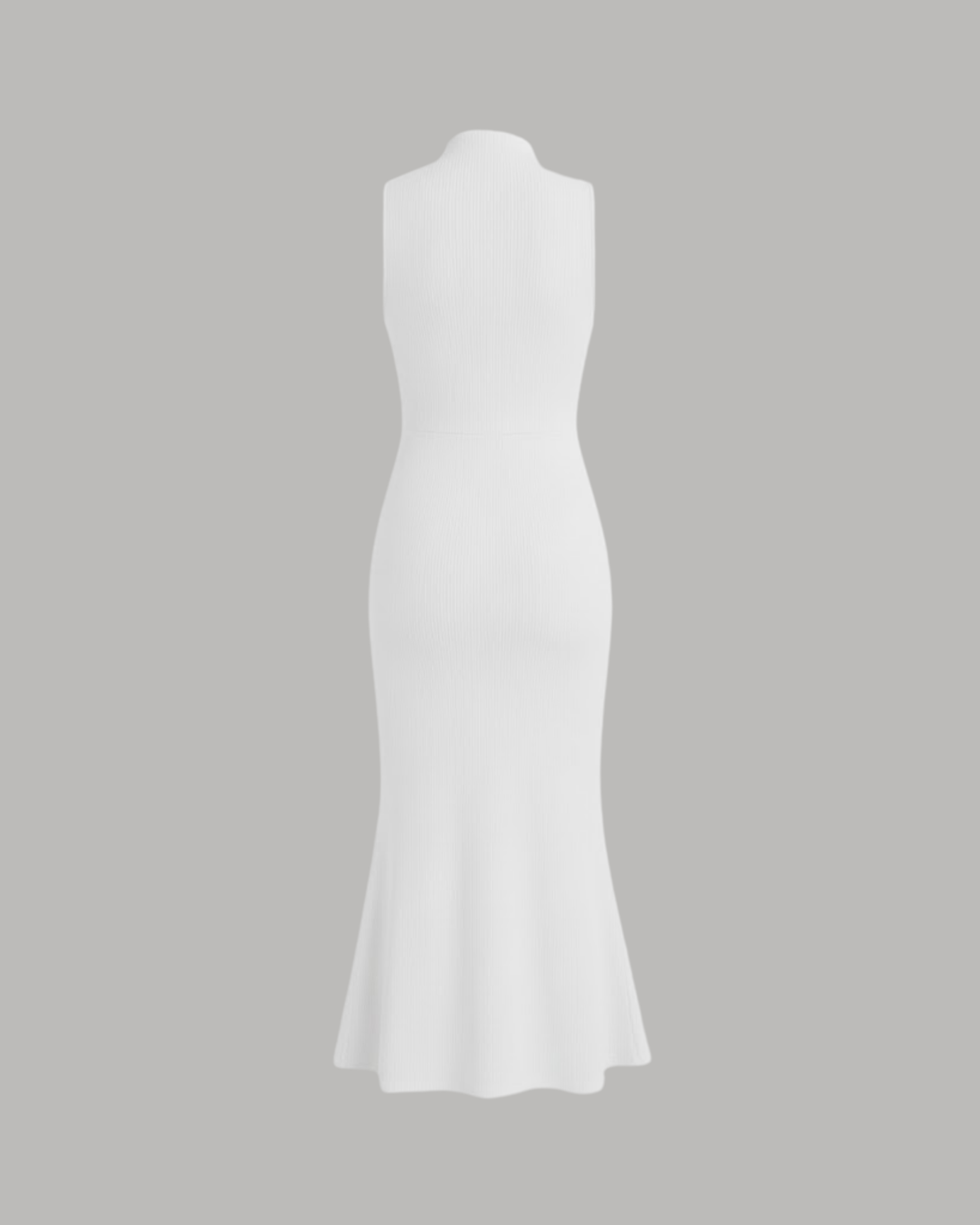 High-Neck Mermaid Silhouette Maxi Dress - White