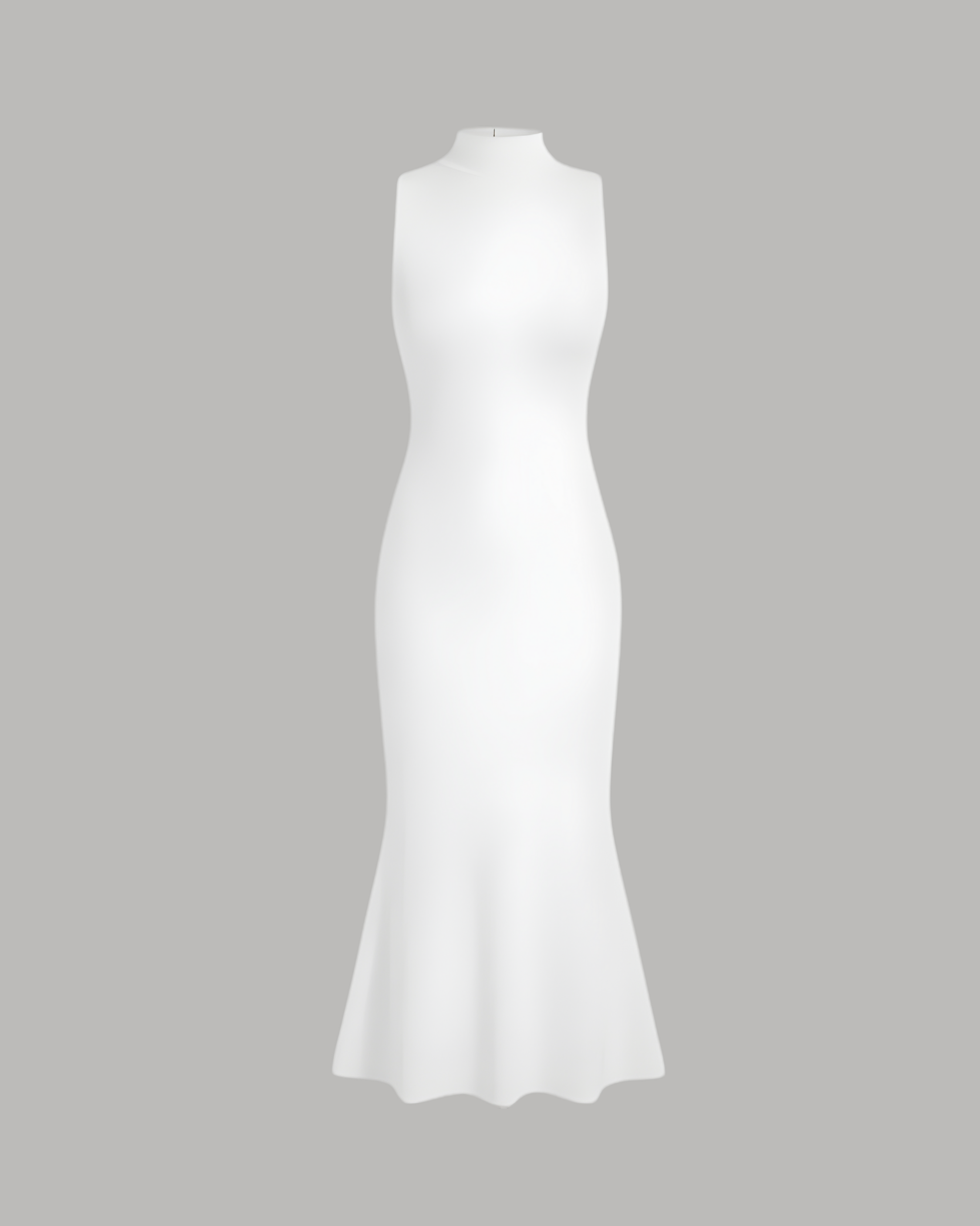 High-Neck Mermaid Silhouette Maxi Dress - White