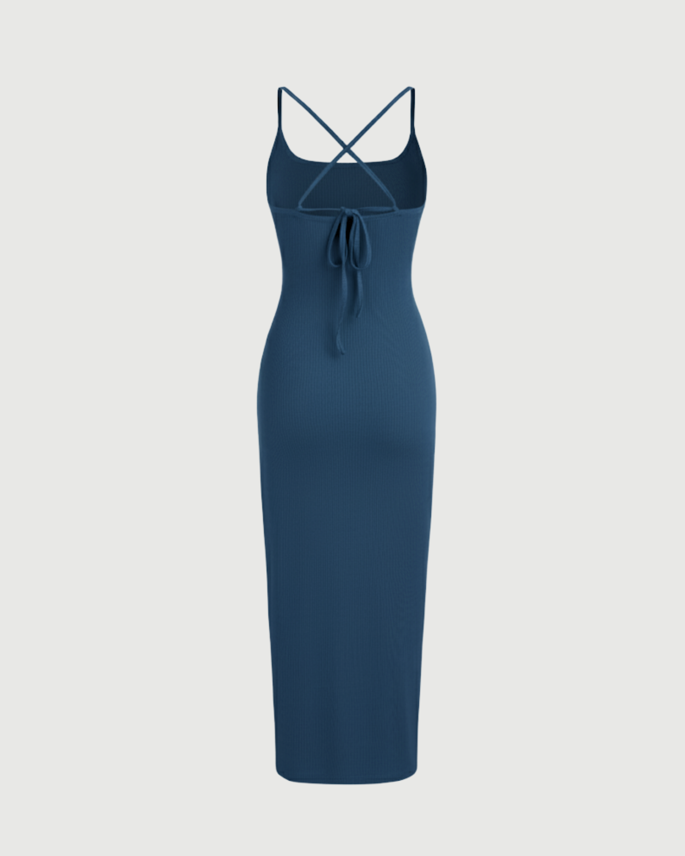 Criss-Cross Twist U-Neck Maxi Dress-Blue