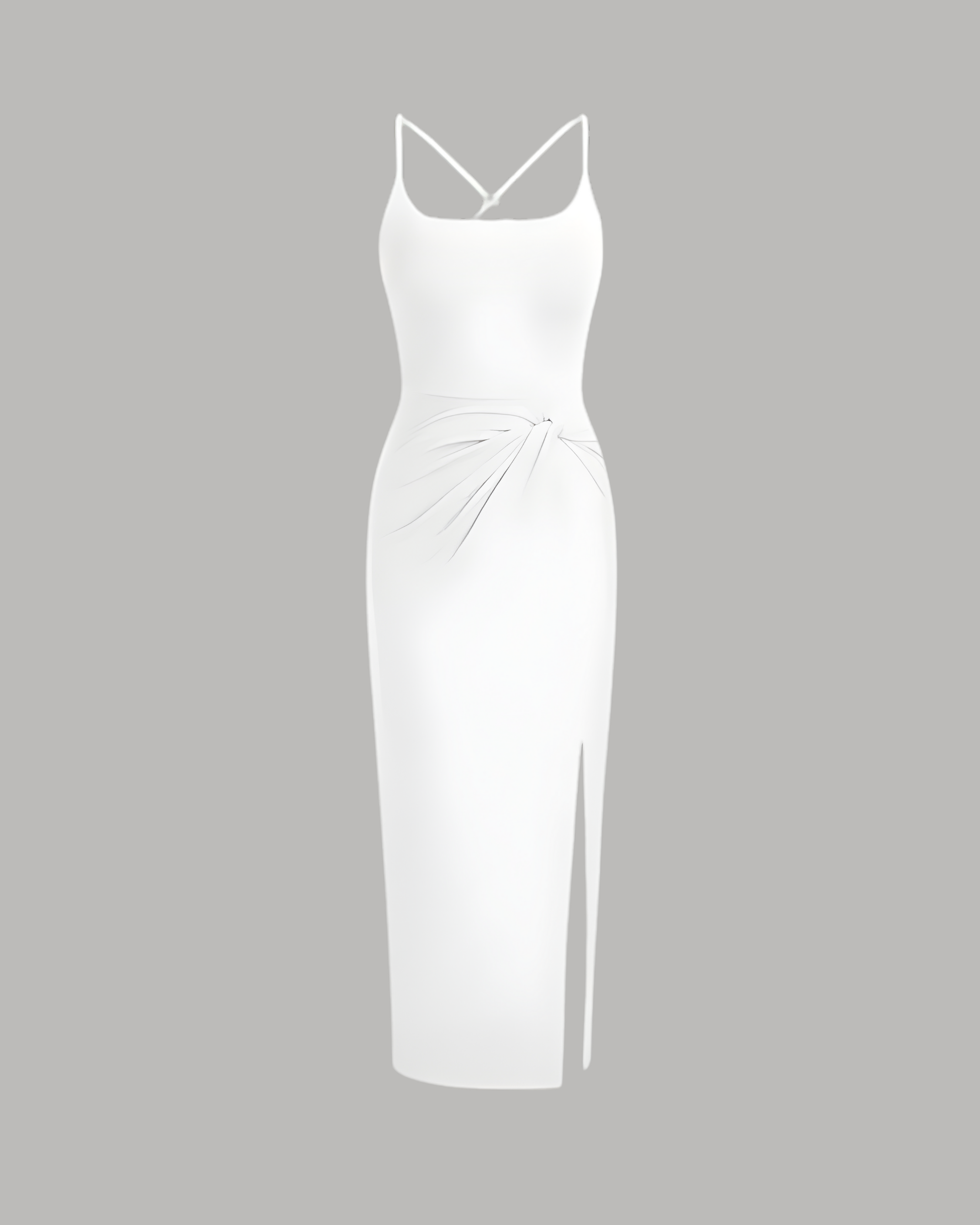 Criss-Cross Twist U-Neck Maxi Dress - White