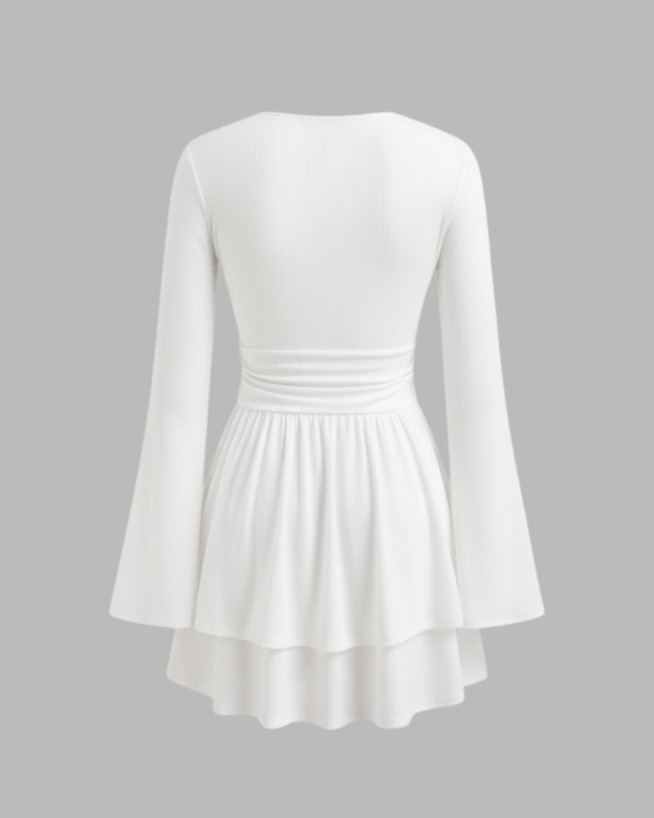 Flirty V-Neck Layered Ruffle Mini Dress - White