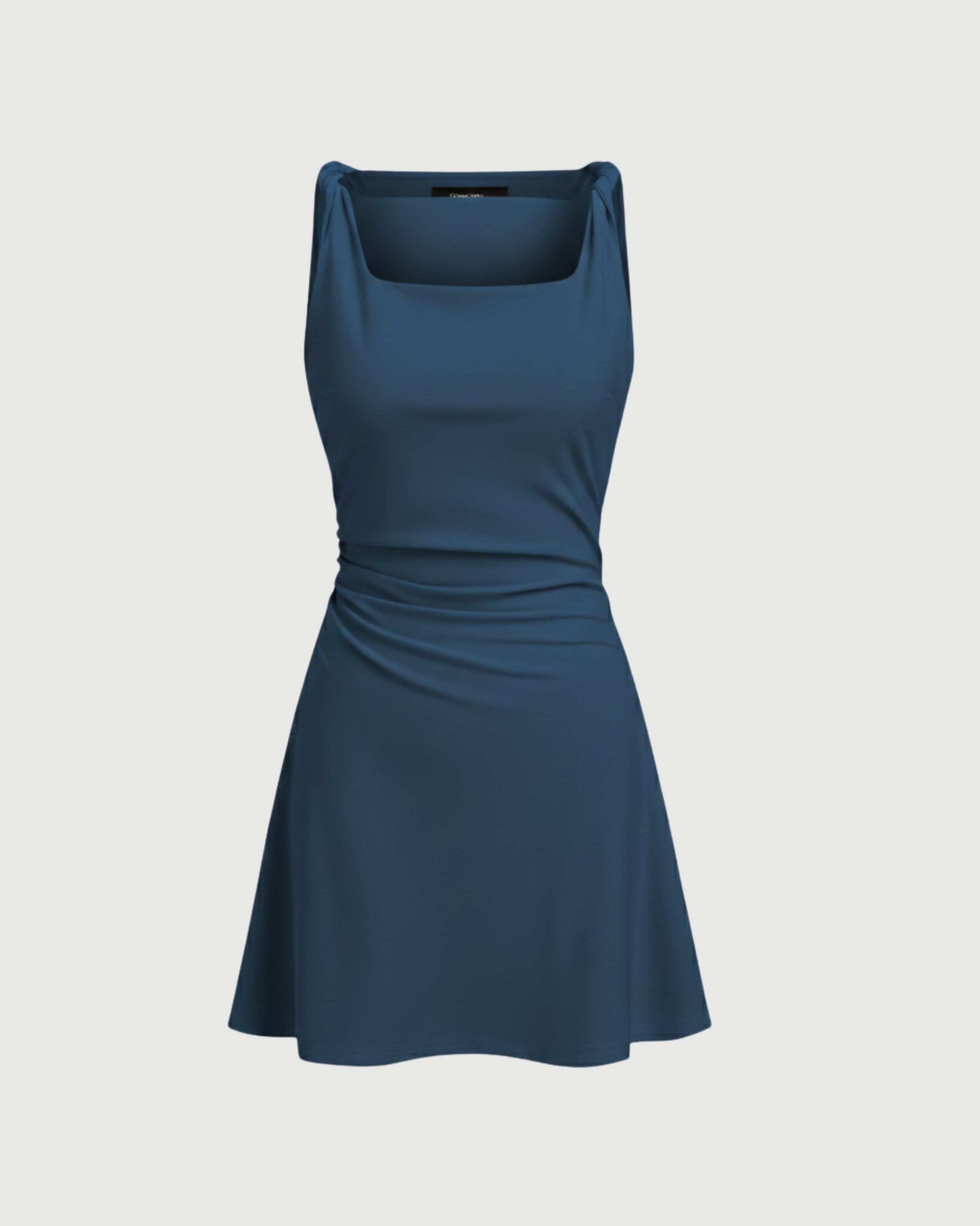 Chic Twisted Boat Neck Mini Dress-Blue