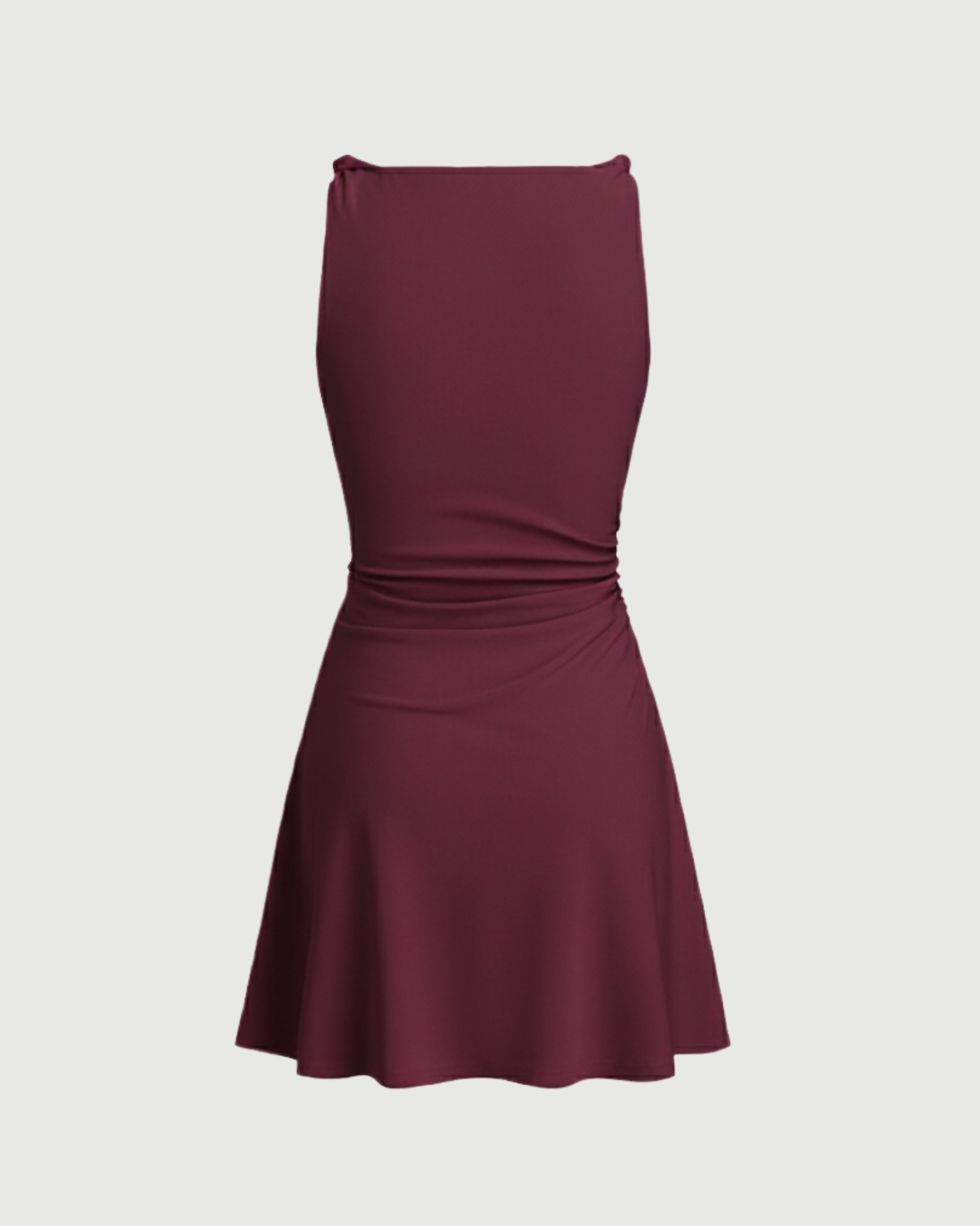 Chic Twisted Boat Neck Mini Dress-Maroon