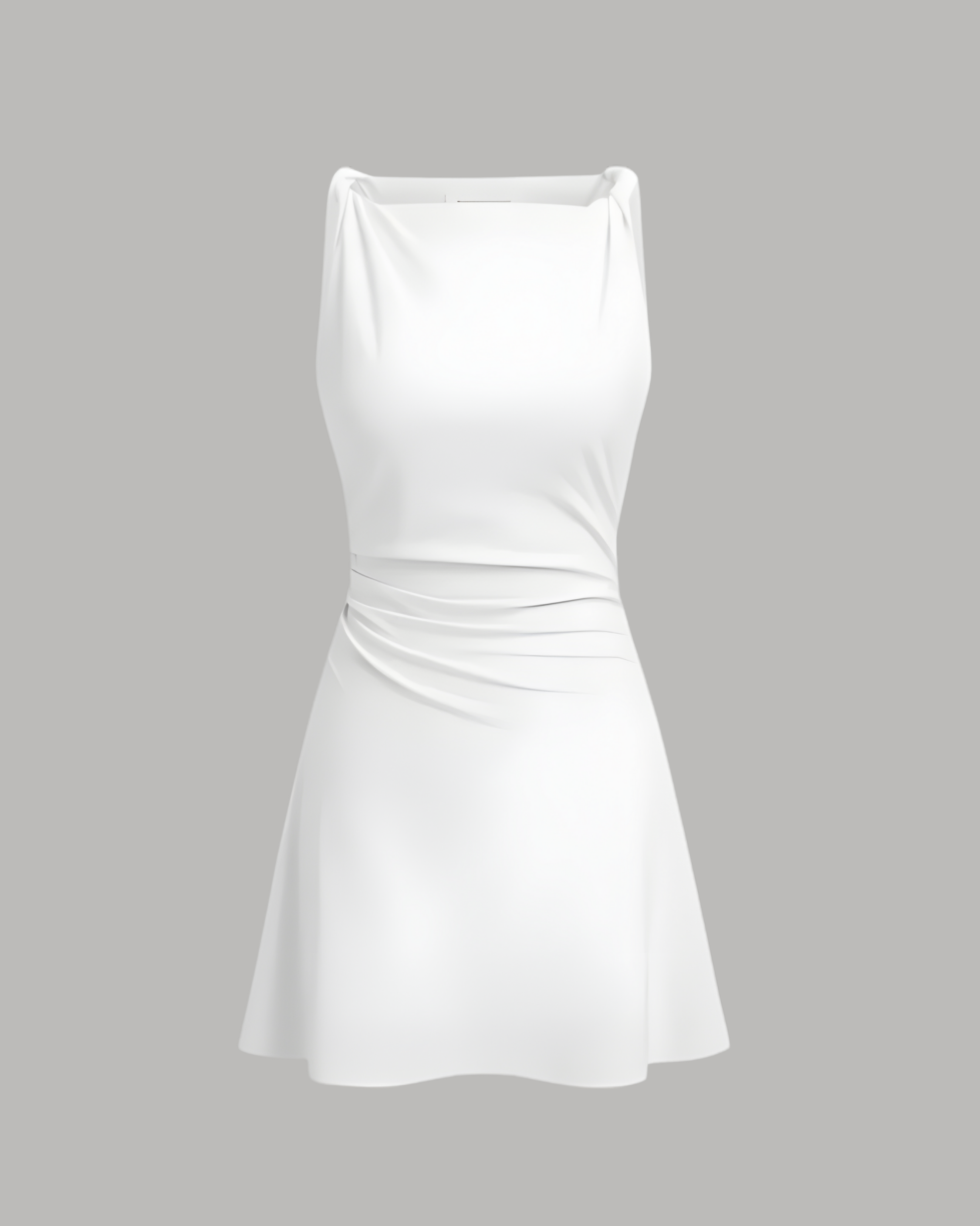 Chic Twisted Boat Neck Mini Dress - White