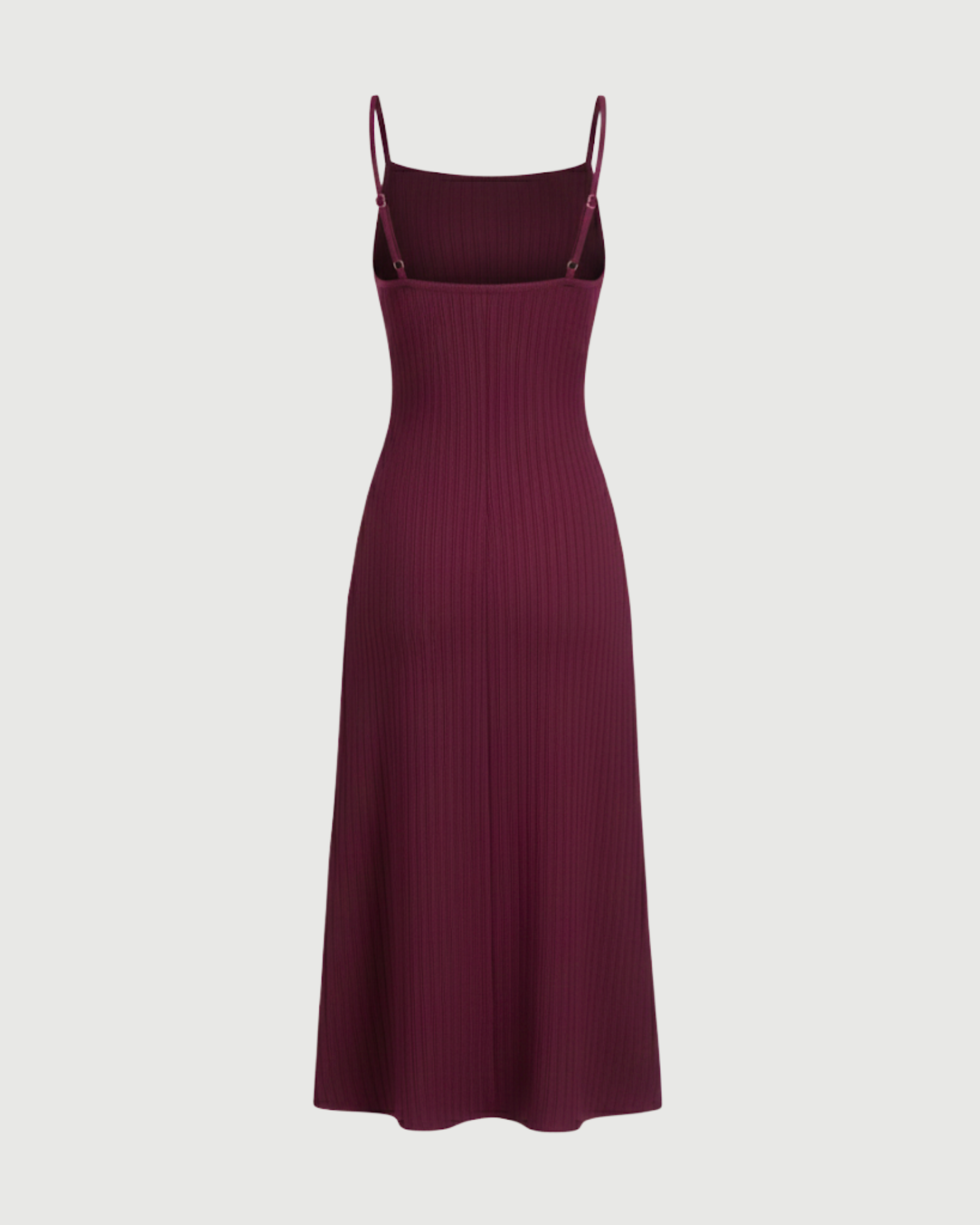 Square Neck Ribbed Ruched Midi Dress-Maroon
