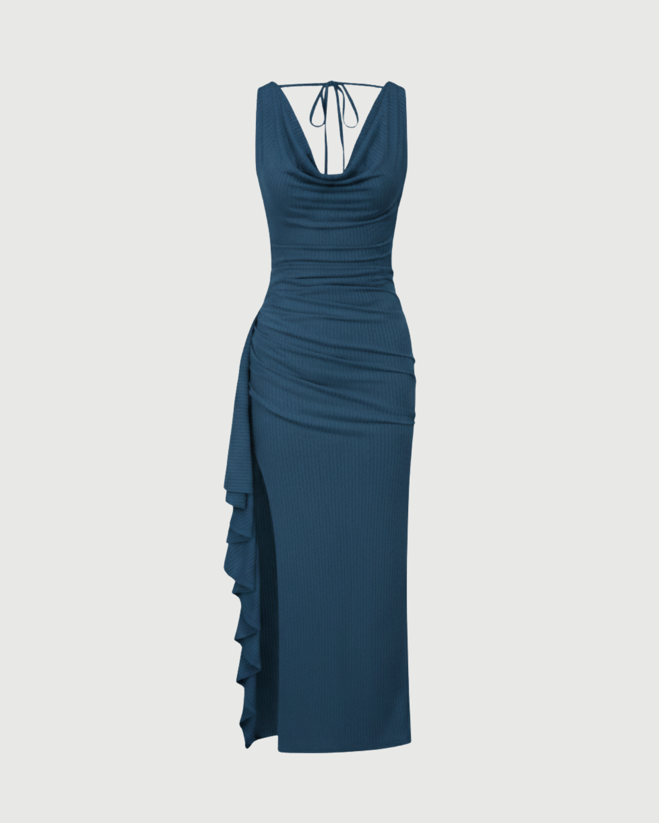 Glamorous Cowl Back Split Hem Maxi-Blue