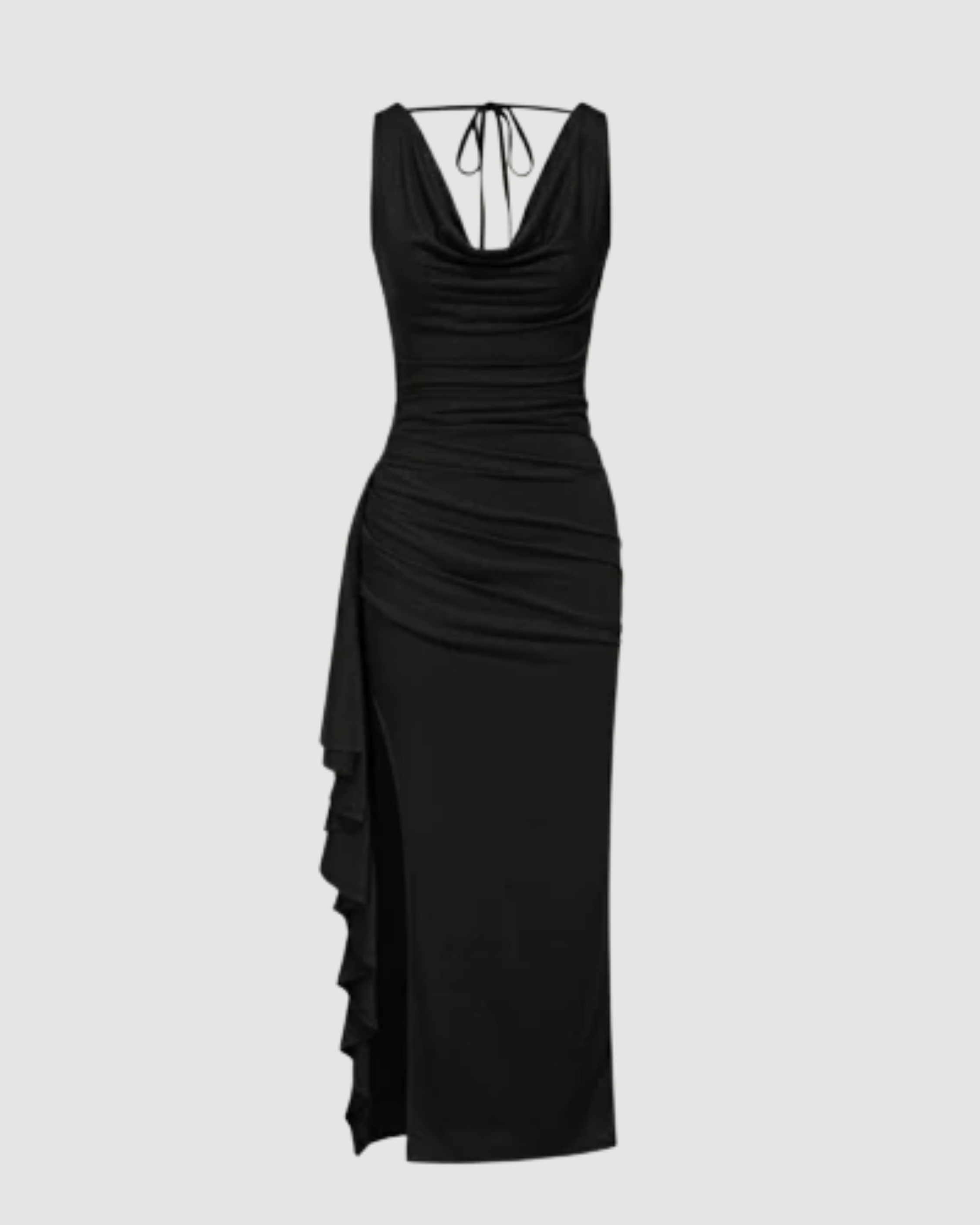 Glamorous Cowl Back Split Hem Maxi - Black