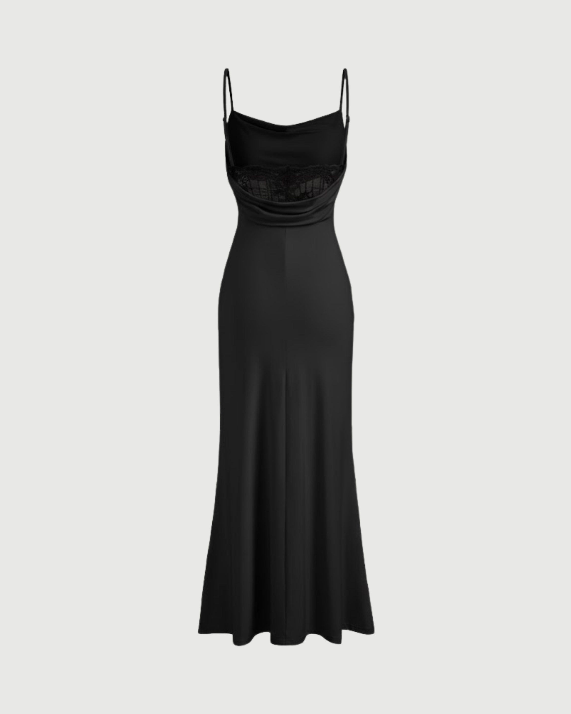 Sleek Cowl Neck Backless Maxi Gown - Black