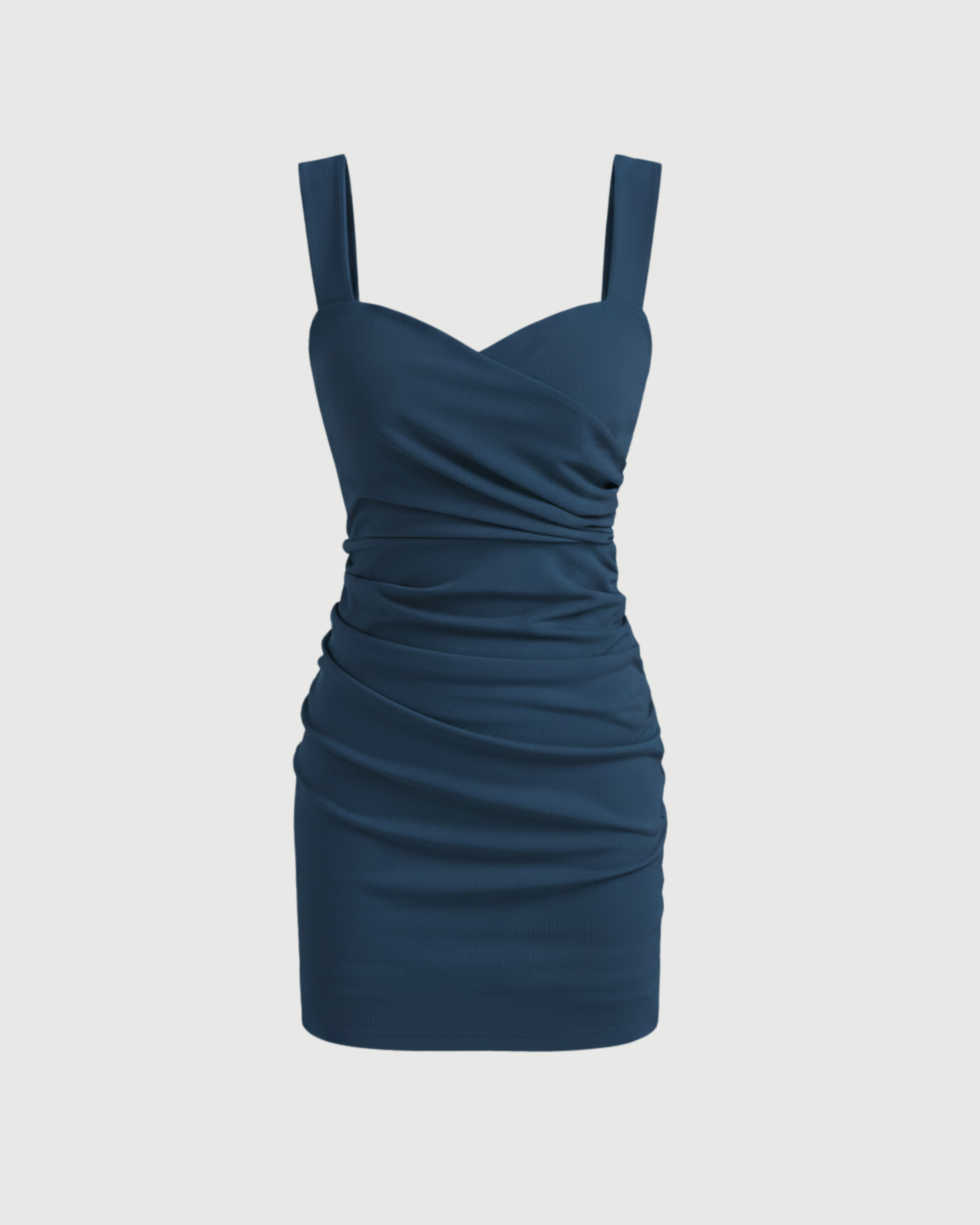 Sweetheart Square Neck Mini Dress-Blue