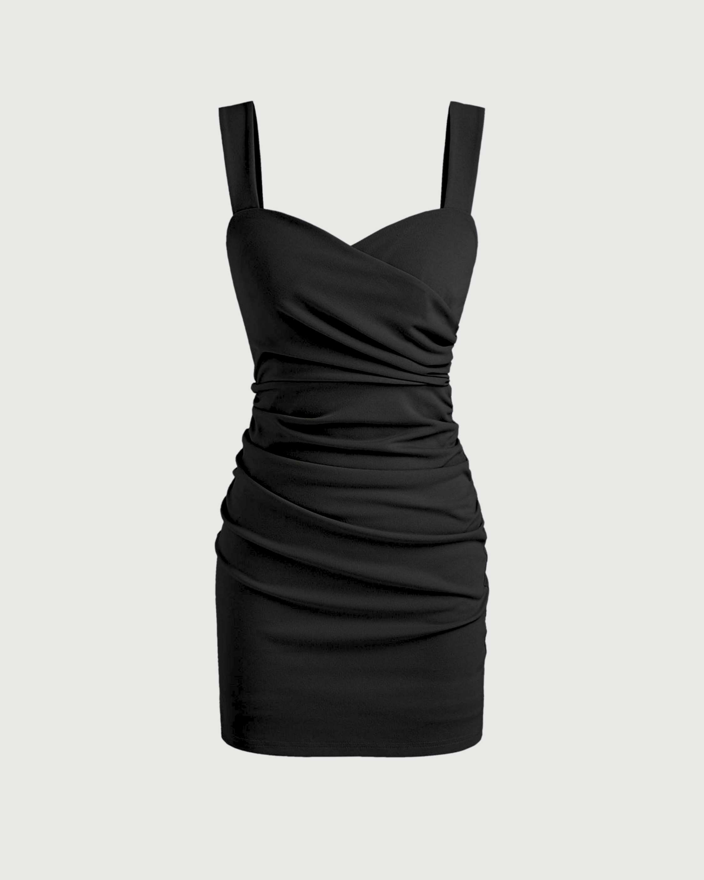 Sweetheart Square Neck Mini Dress - Black