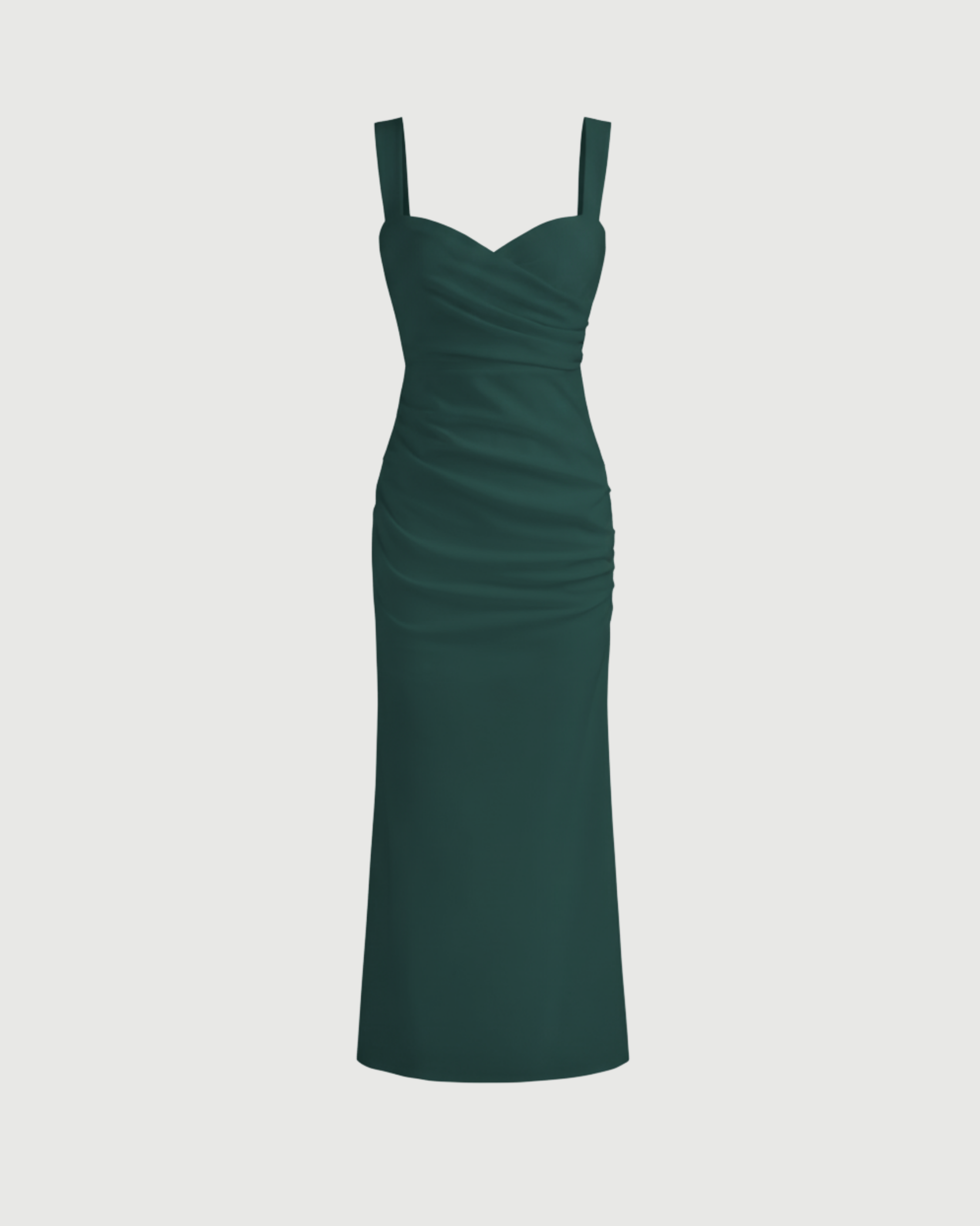 Woven Texture Sweetheart Maxi Dress-Dark Green