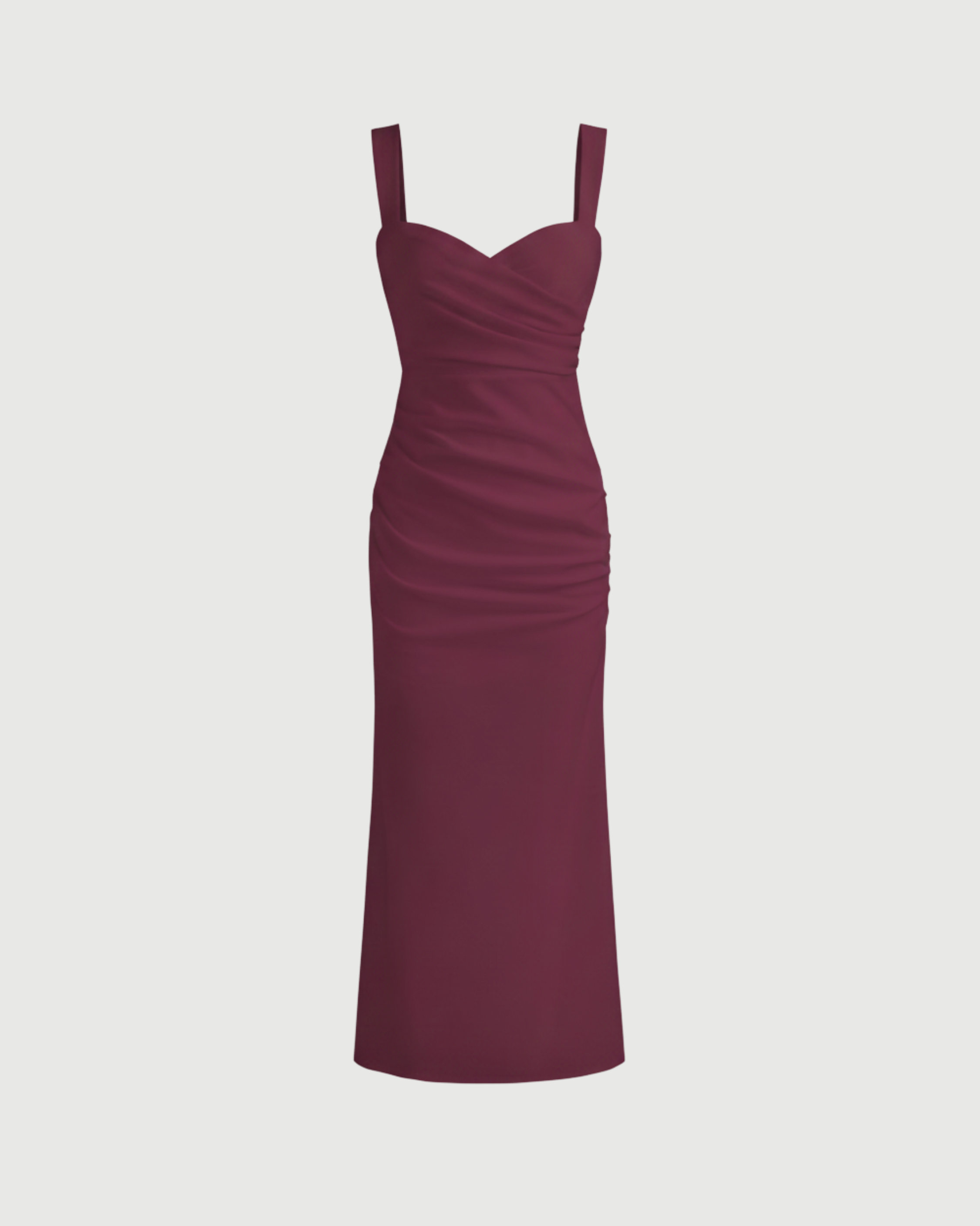 Woven Texture Sweetheart Maxi Dress-Maroon